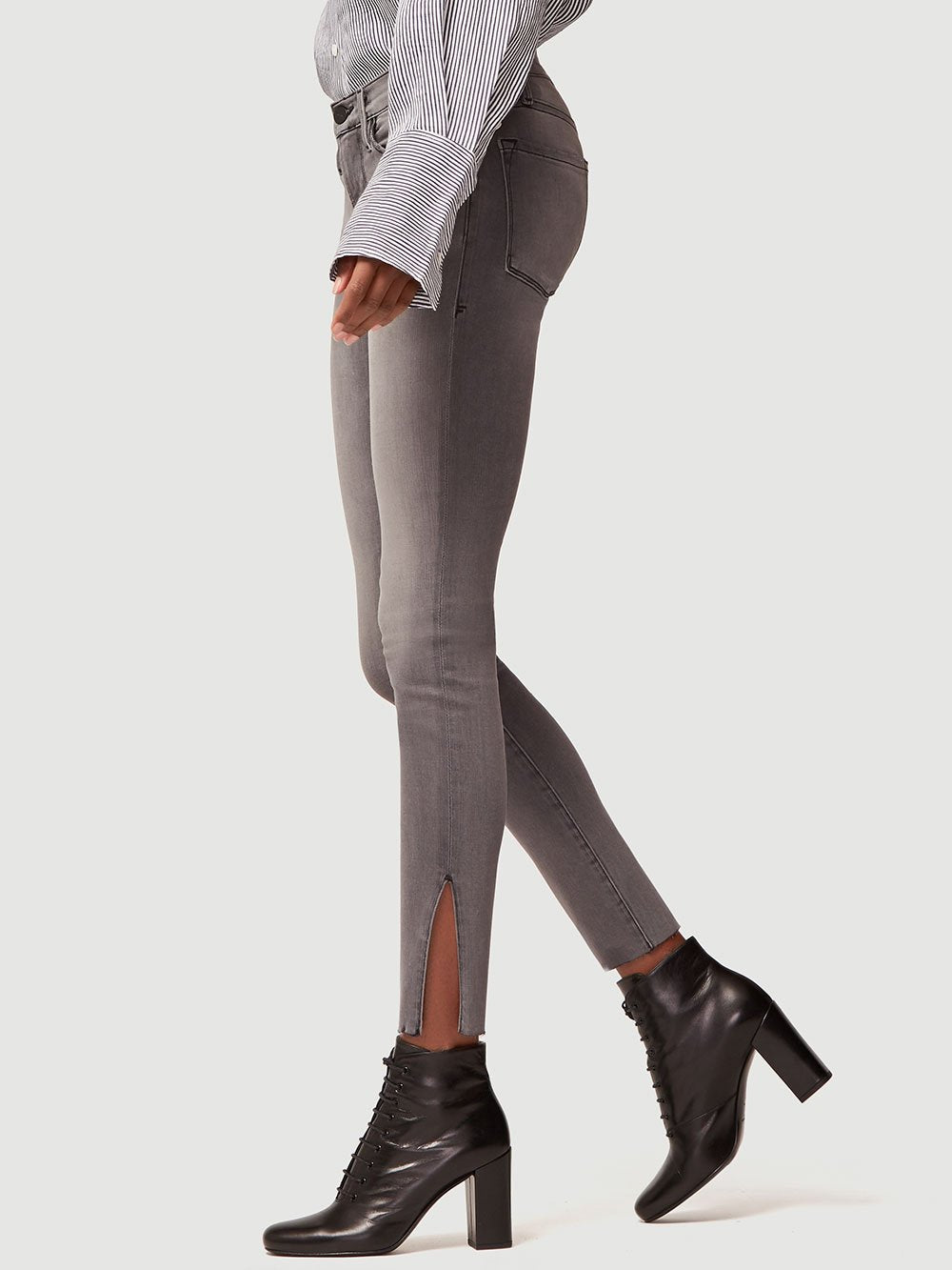 Le Skinny de Jeanne Raw High Slit - Dunaway by Frame — view 3