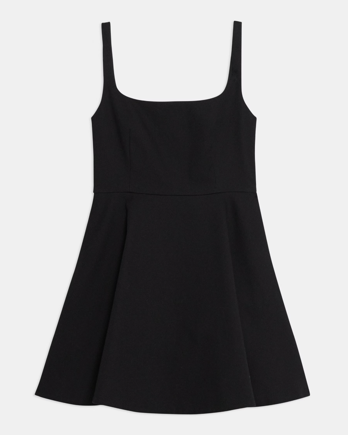 Flared Mini Dress in Cotton Piqué - Black by Theory — view 5