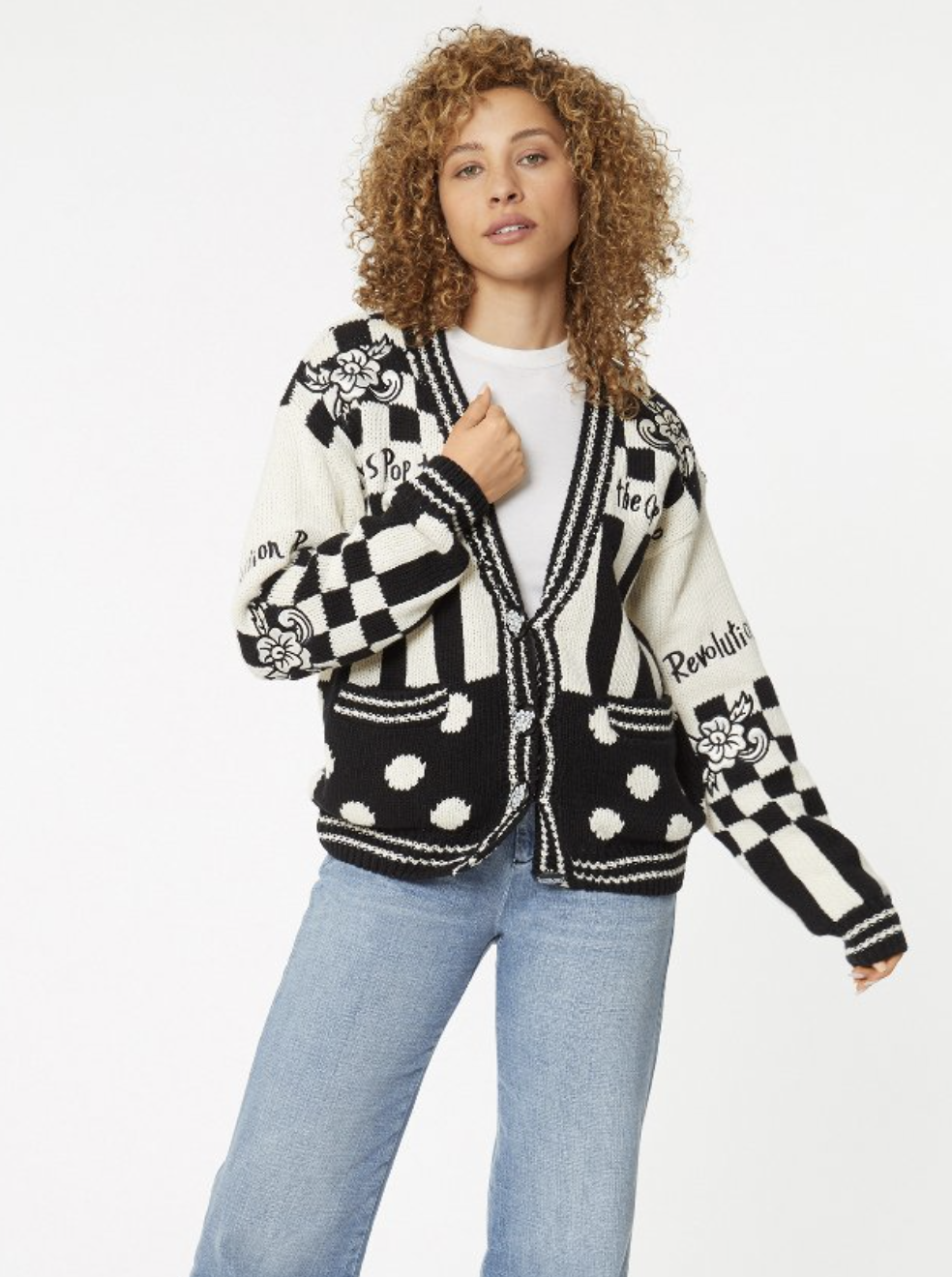 Pop Revolution Cardigan - Black / White by NO! Jeans | 25 South Boutiques