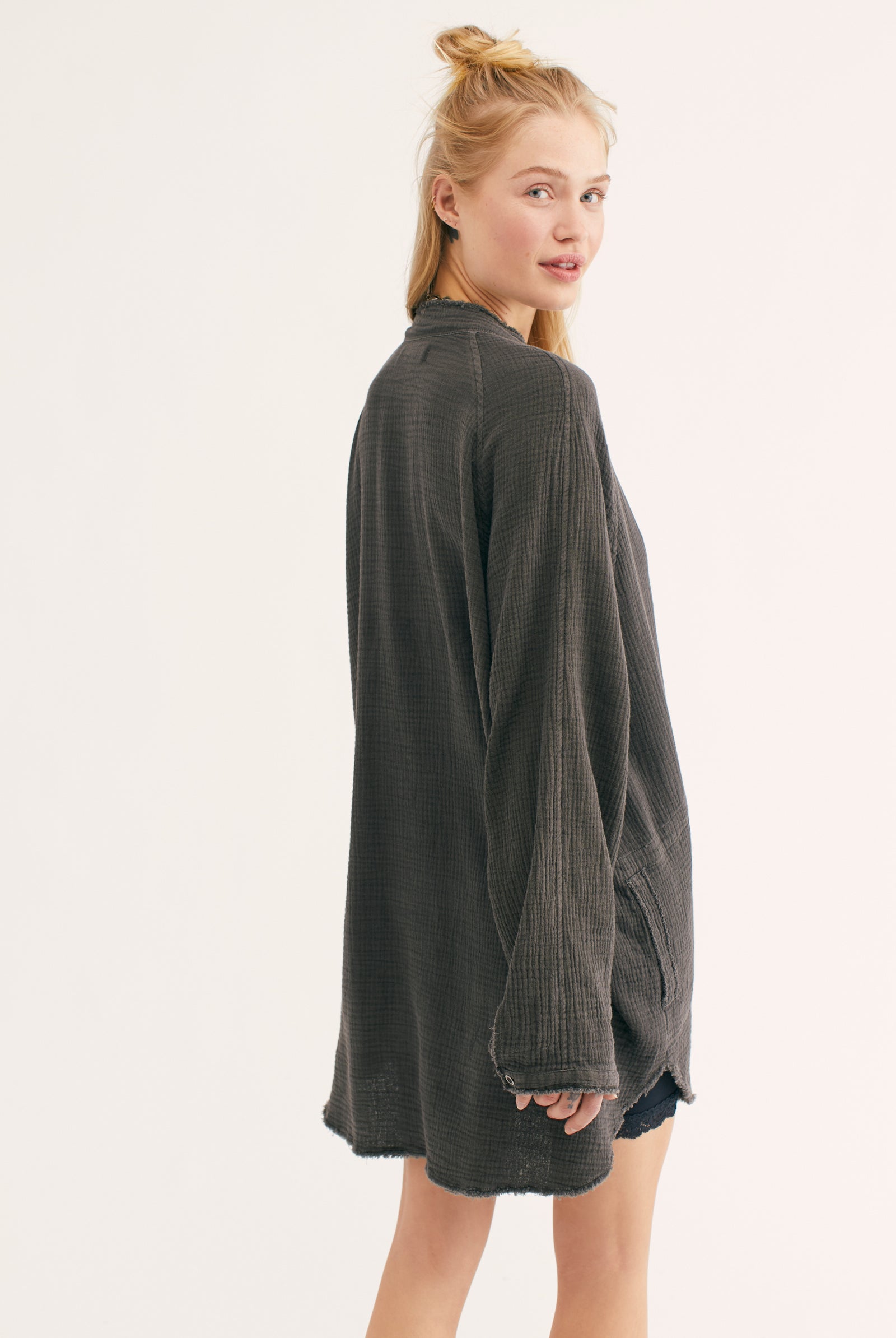 Summer Daydream Button Down - Washed Black by Free People — alternate view