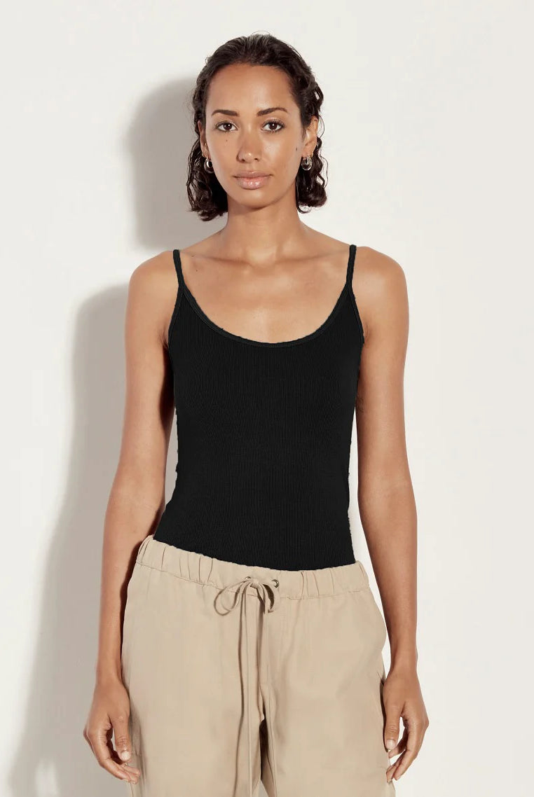 Stretch Silk Knit Rib Essential Tank - Black by Enza Costa | 25 South Boutiques