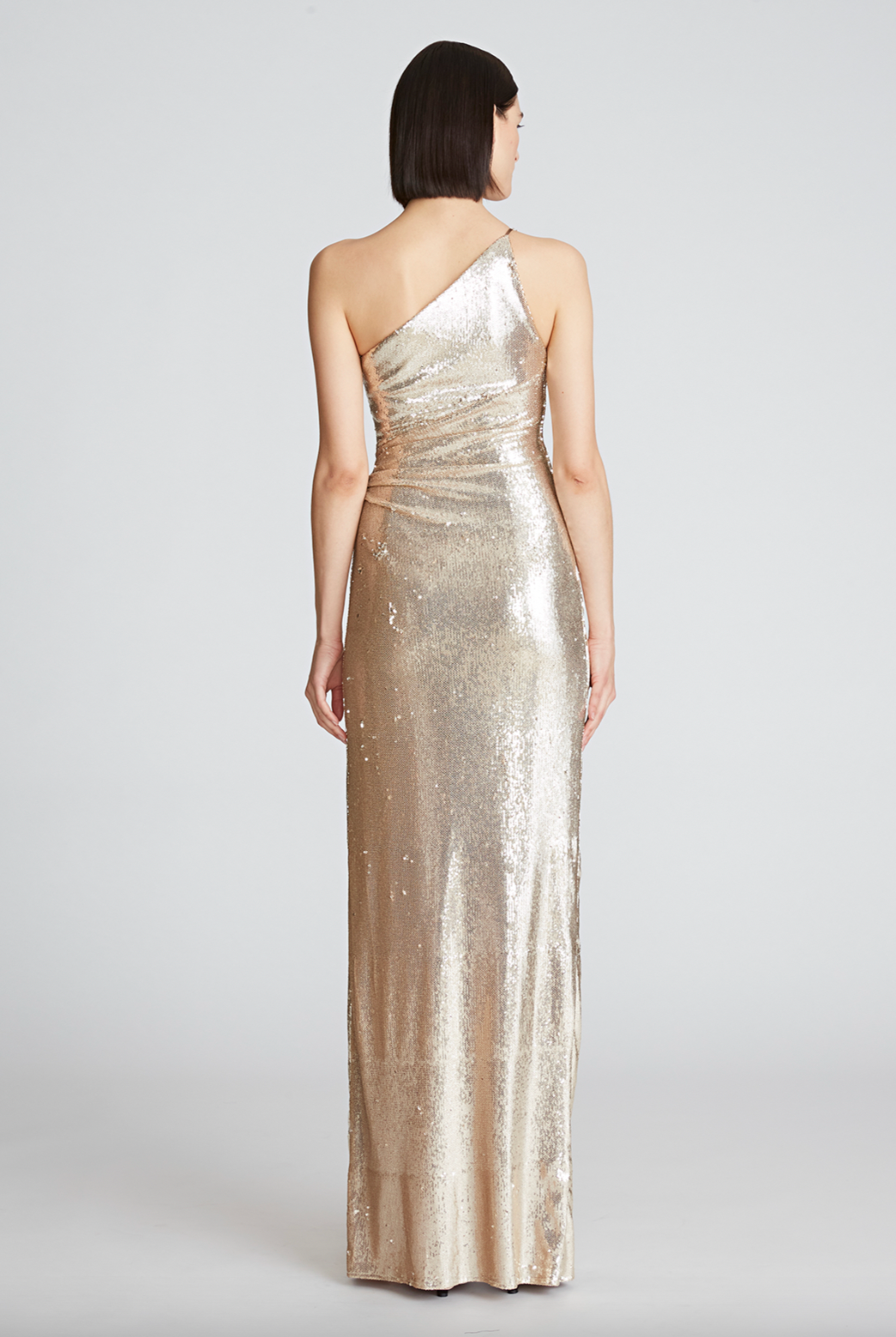 Adriana One Shoulder Gown - Champagne by Halston — alternate view