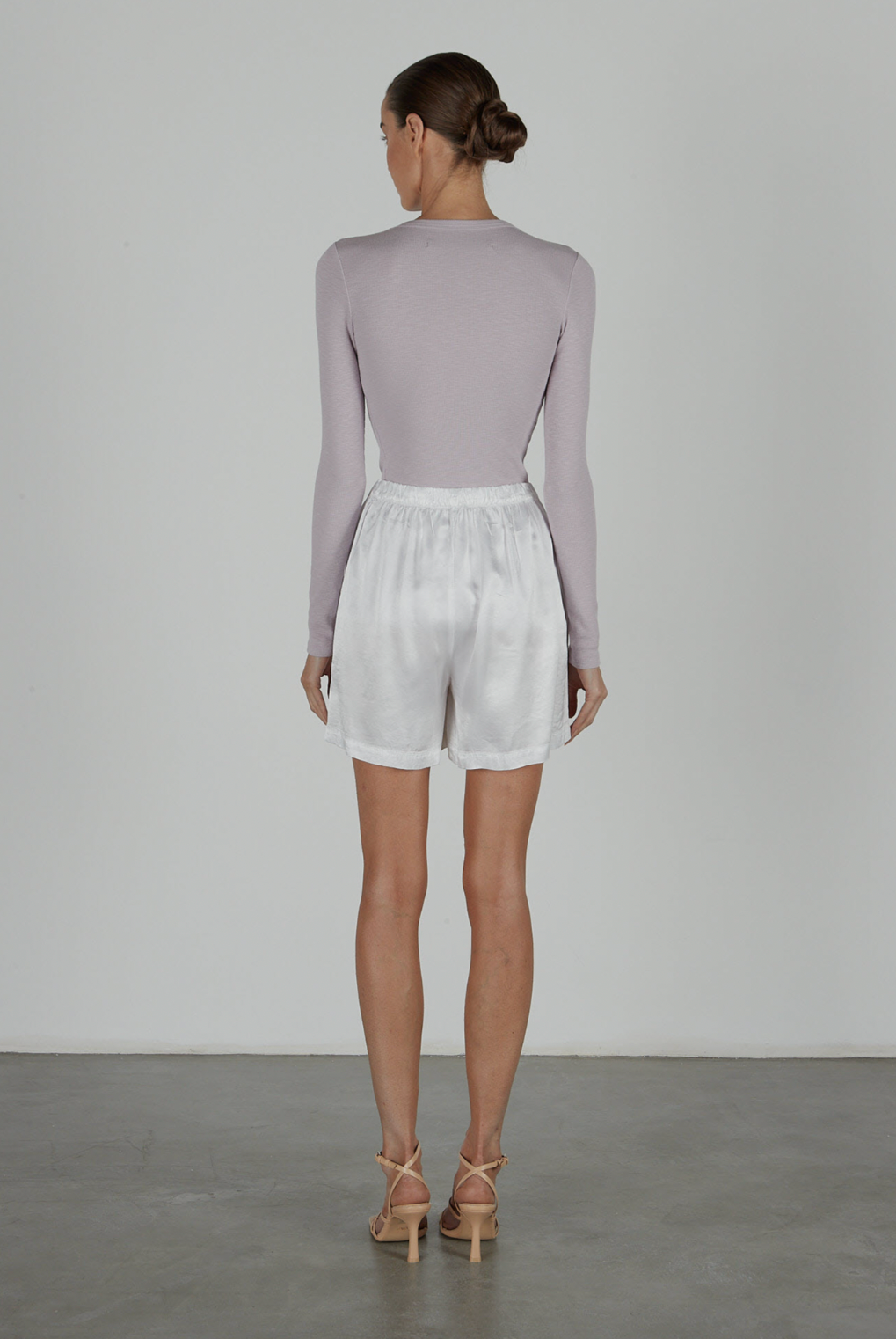 Satin Bermuda Shorts - White by Enza Costa — alternate view