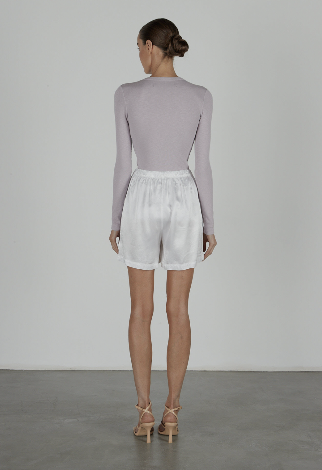 Satin Bermuda Shorts - White by Enza Costa — alternate view