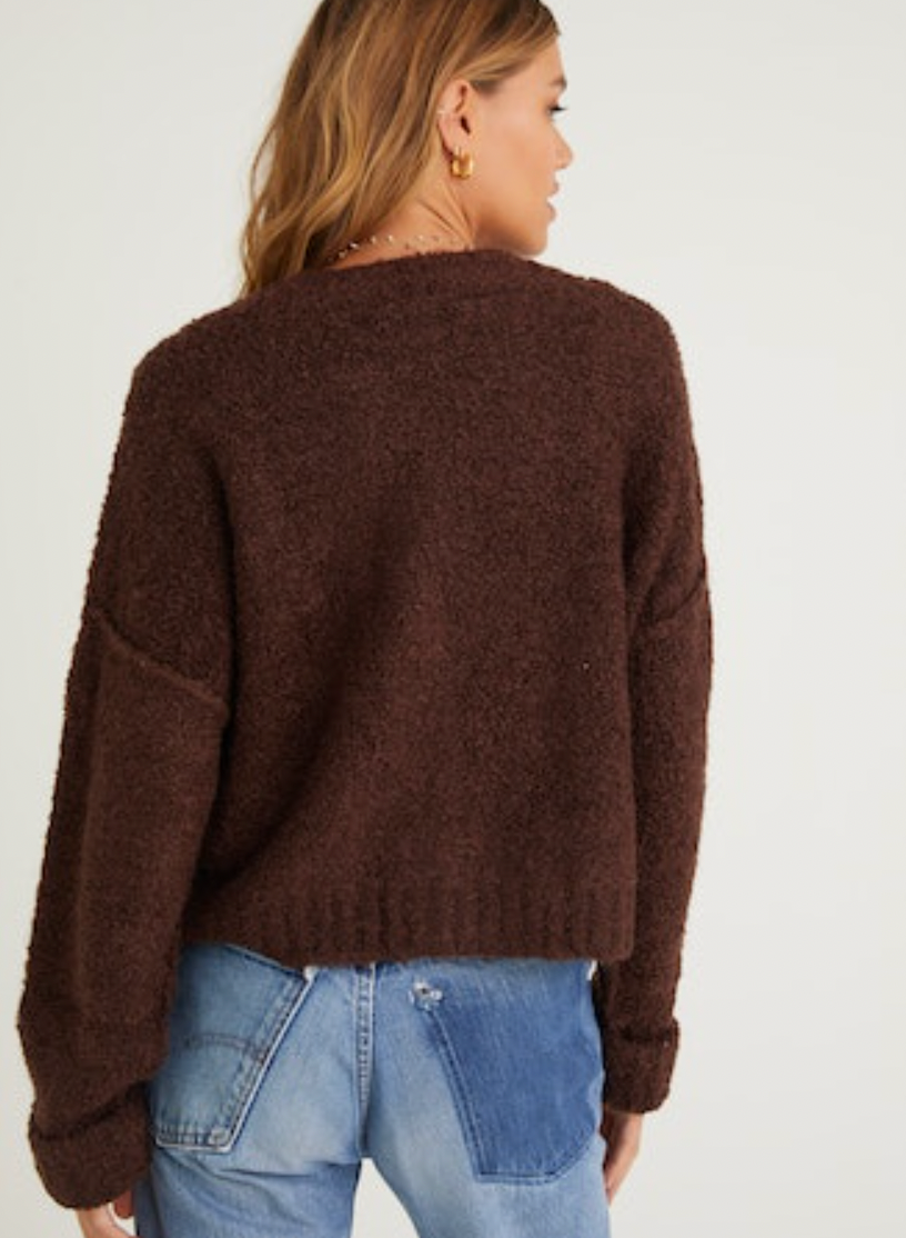 Long Sleeve Crop Cardigan - Chocolate by Bella Dahl — view 3
