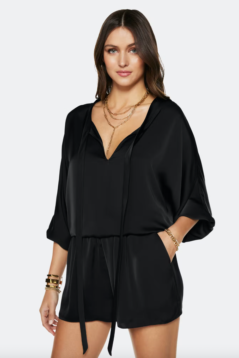 Diane V Neck Romper - Black by Ramy Brook — alternate view