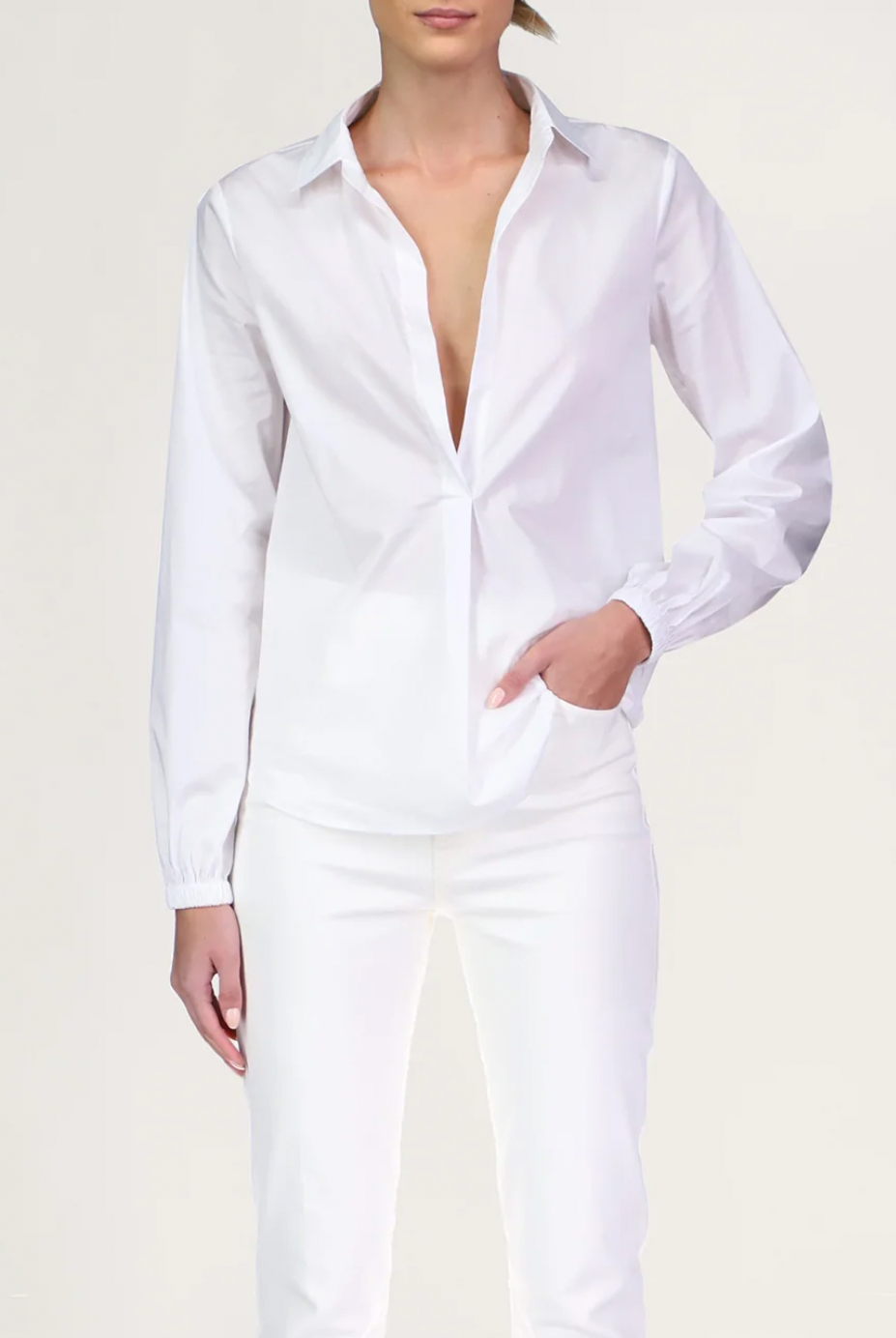 Mina Cotton Shirt - White by Halston | 25 South Boutiques