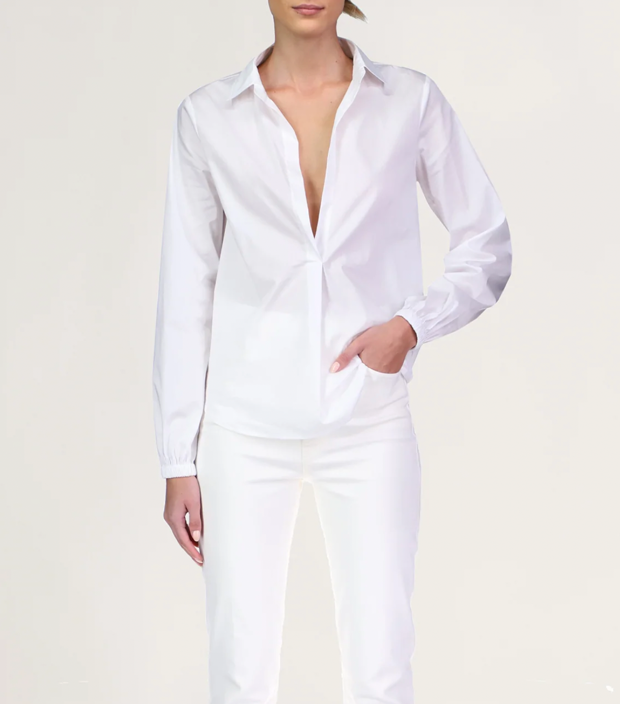 Mina Cotton Shirt - White by Halston | 25 South Boutiques