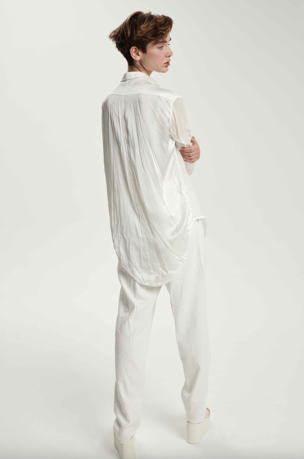 Regular Form Pure Silk Shirt - Original Off White by Umit Unal — view 4