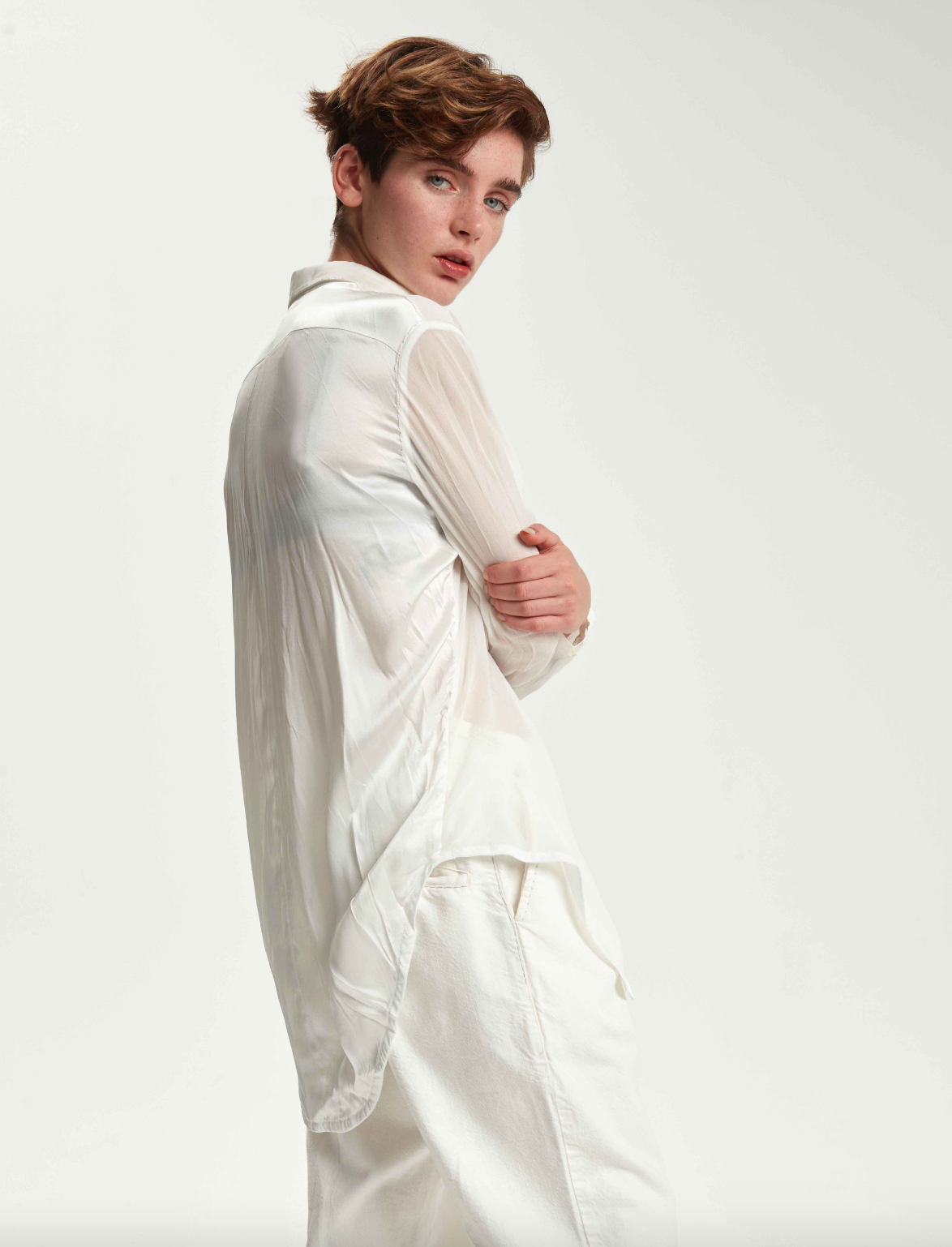 Regular Form Pure Silk Shirt - Original Off White by Umit Unal — alternate view