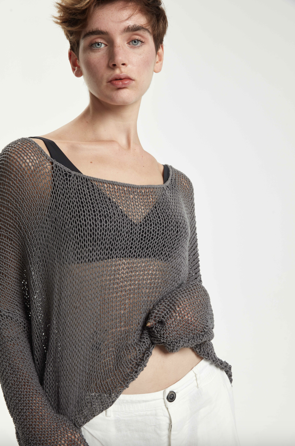 Handknitted Summer Pullover - Original Anthracite by Umit Unal — view 4