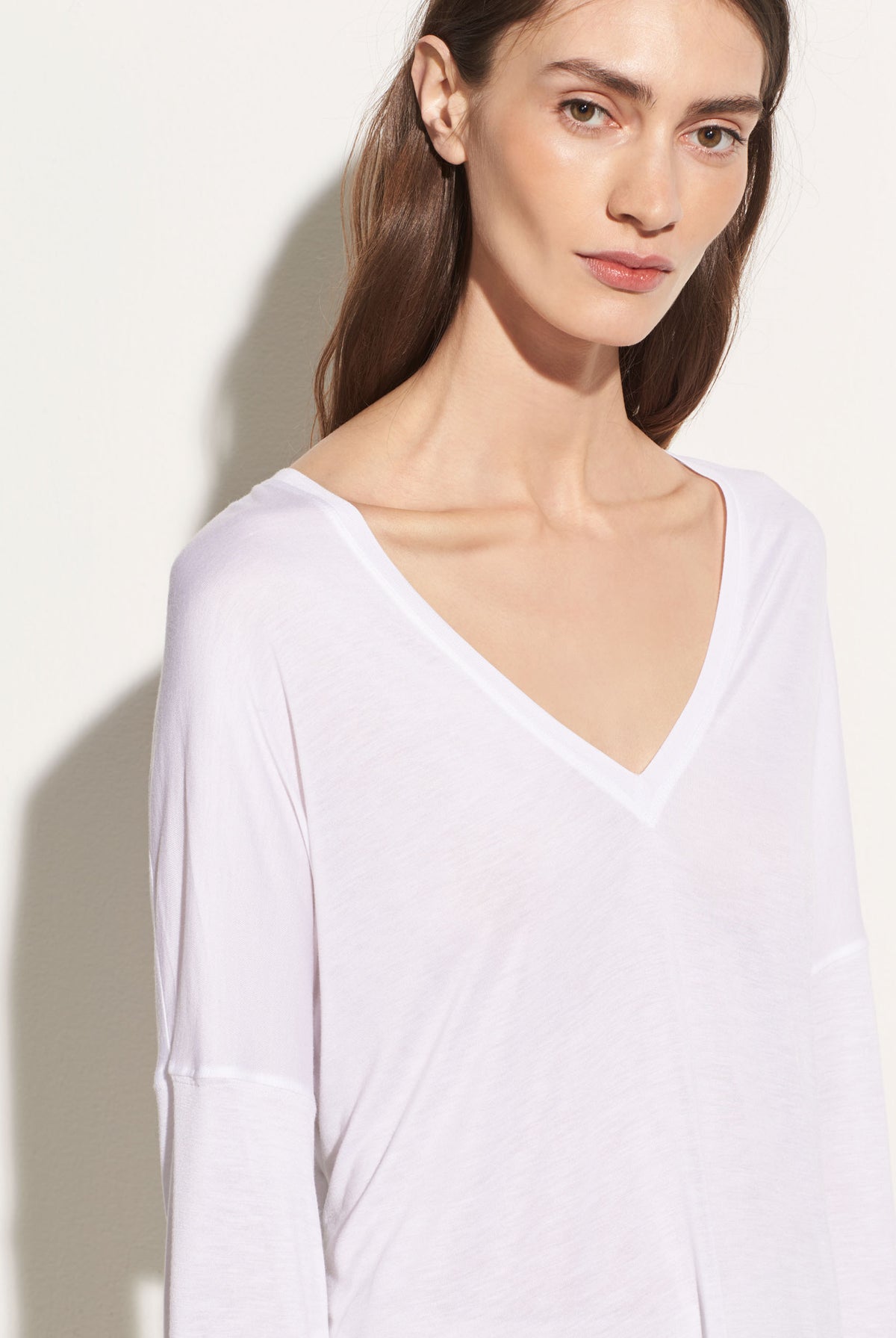 Drop Shoulder V-Neck - Optic White by Vince — alternate view