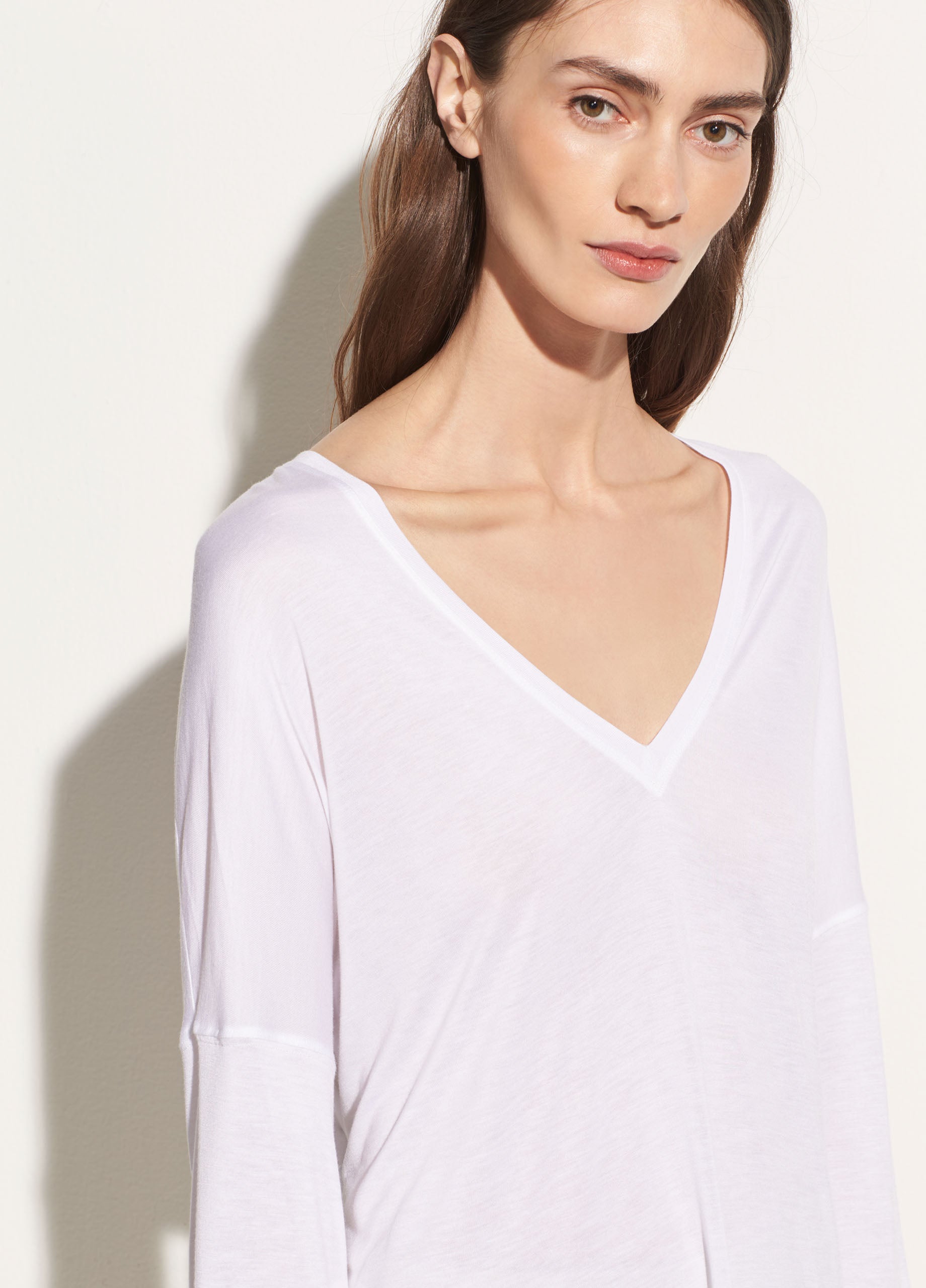 Drop Shoulder V-Neck - Optic White by Vince — alternate view