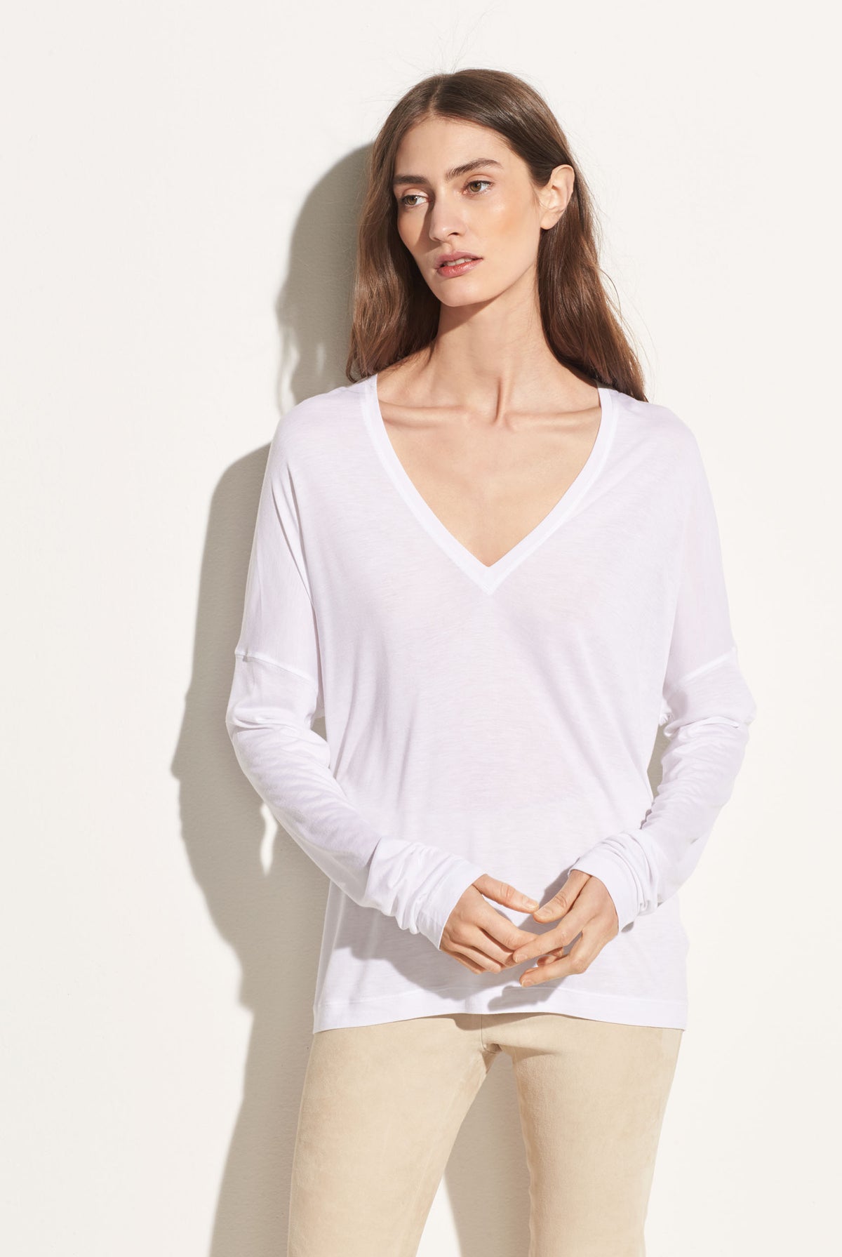 Drop Shoulder V-Neck - Optic White by Vince | 25 South Boutiques