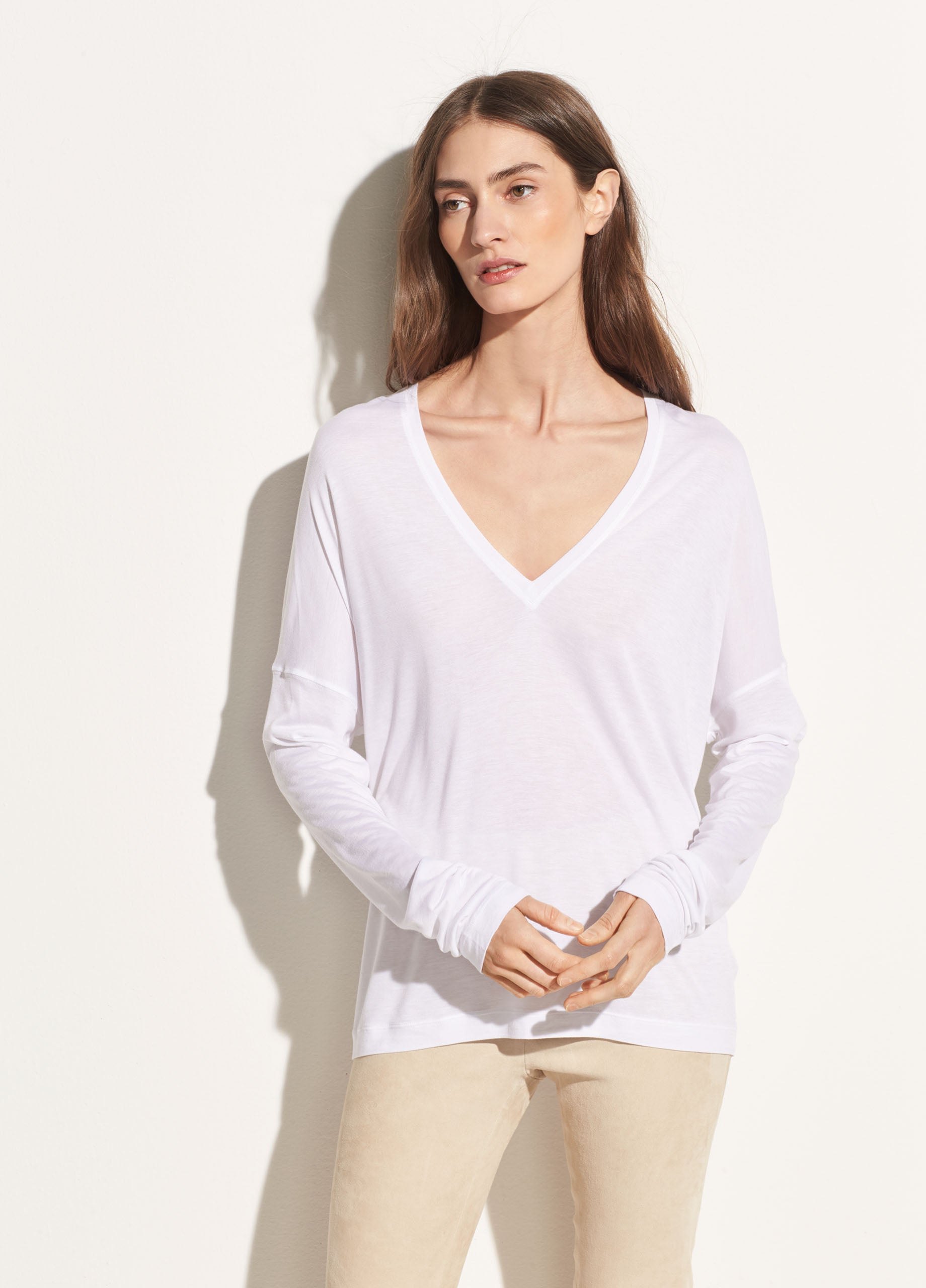 Drop Shoulder V-Neck - Optic White by Vince | 25 South Boutiques