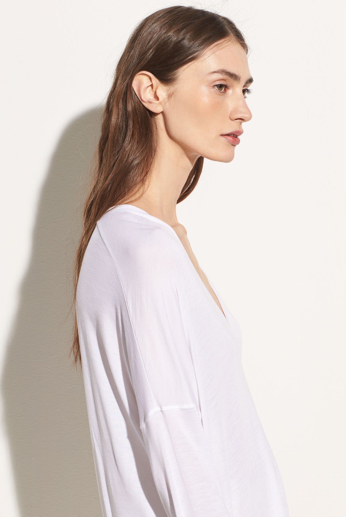 Drop Shoulder V-Neck - Optic White by Vince — view 3