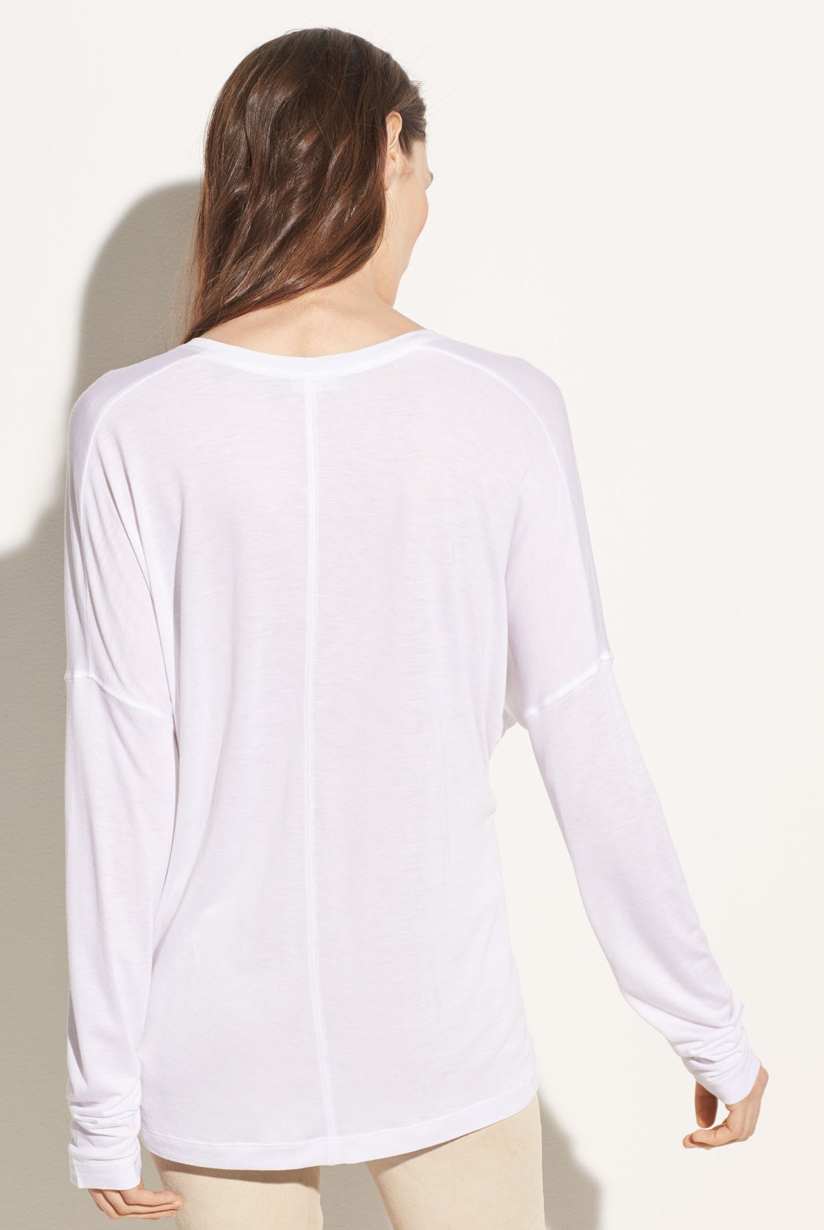 Drop Shoulder V-Neck - Optic White by Vince — view 4