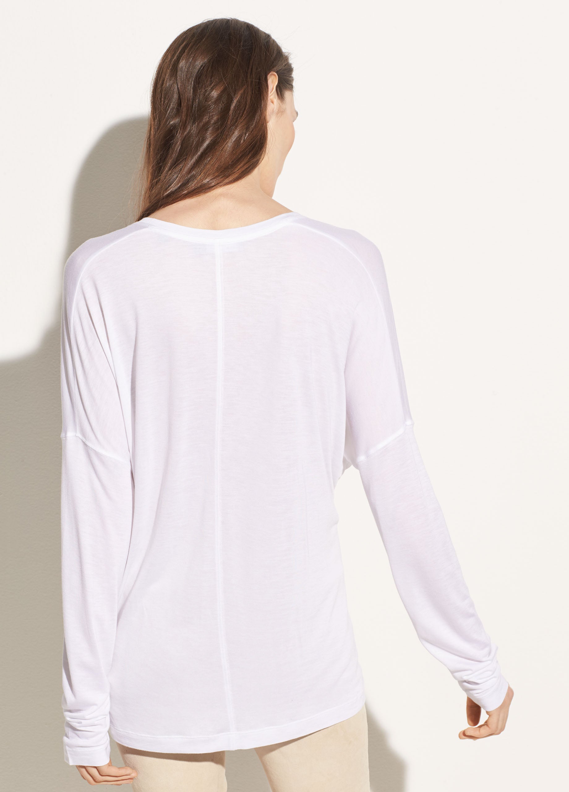 Drop Shoulder V-Neck - Optic White by Vince — view 4