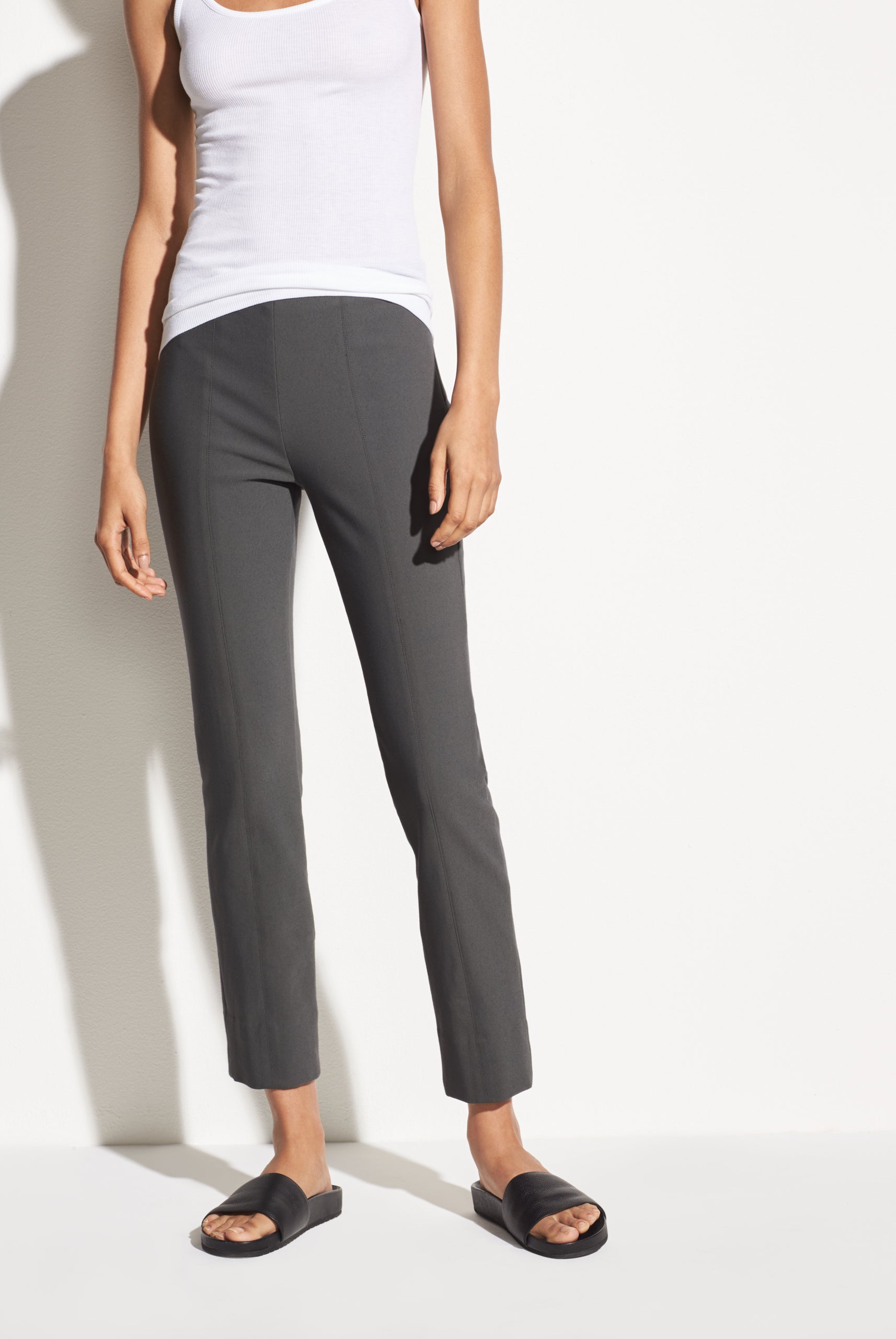 Stitch Front Seam Ponte Legging - Dark Grey by Vince — alternate view