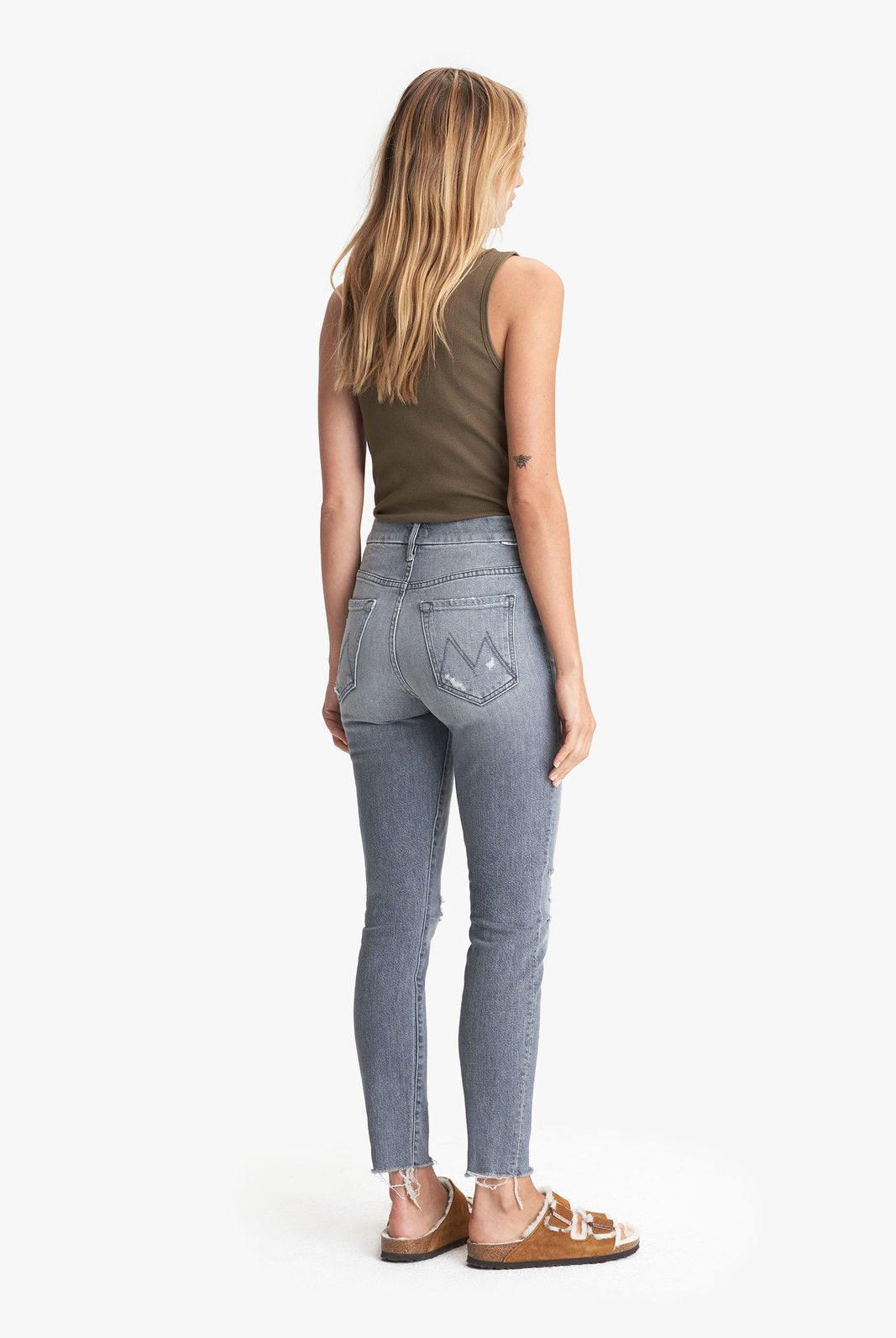 The High Waisted Looker Ankle Nick Fray Denim - Ace of Spades by MOTHER — view 3