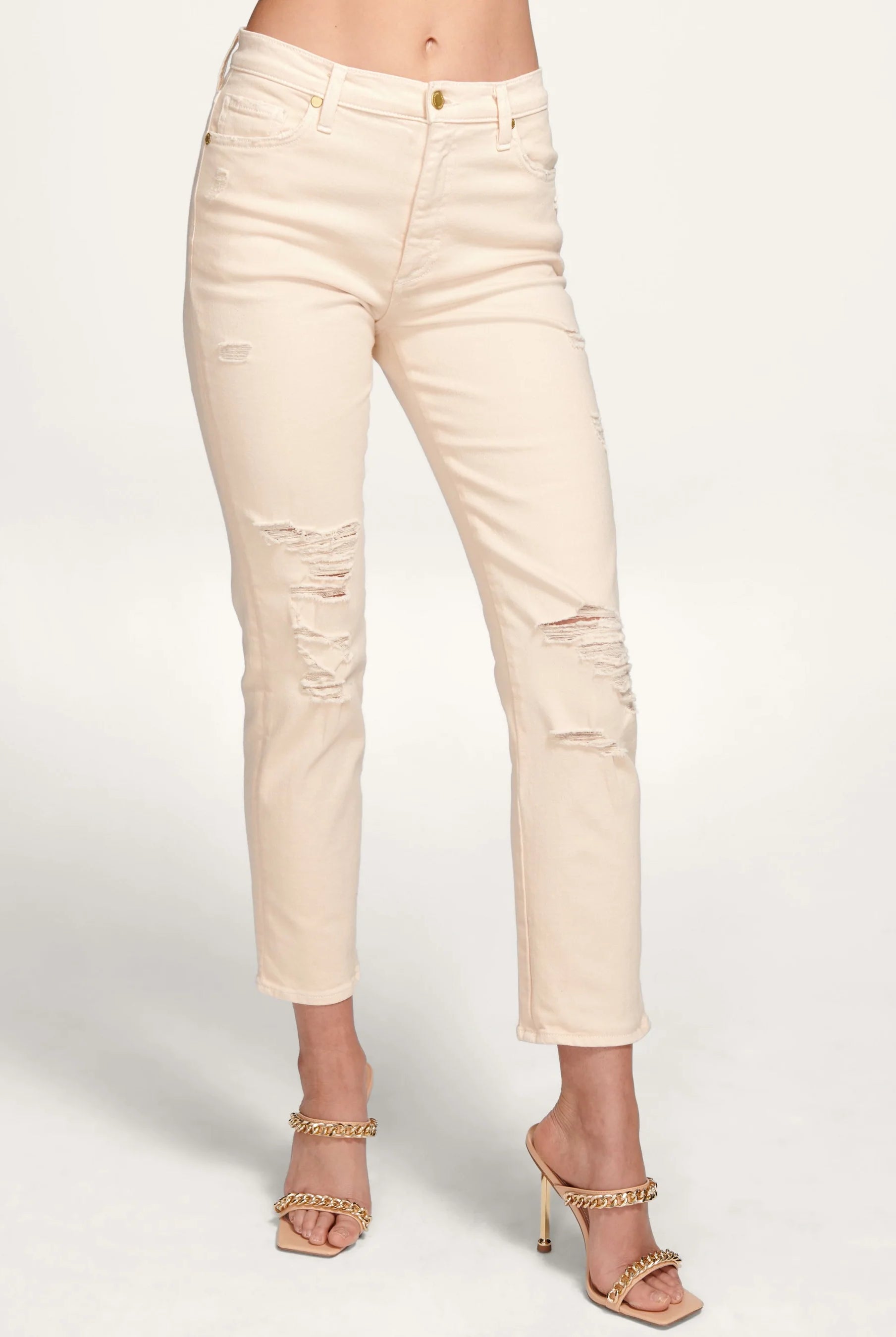 Adriana High-Waisted Ripped Jean - Linen by Ramy Brook — alternate view