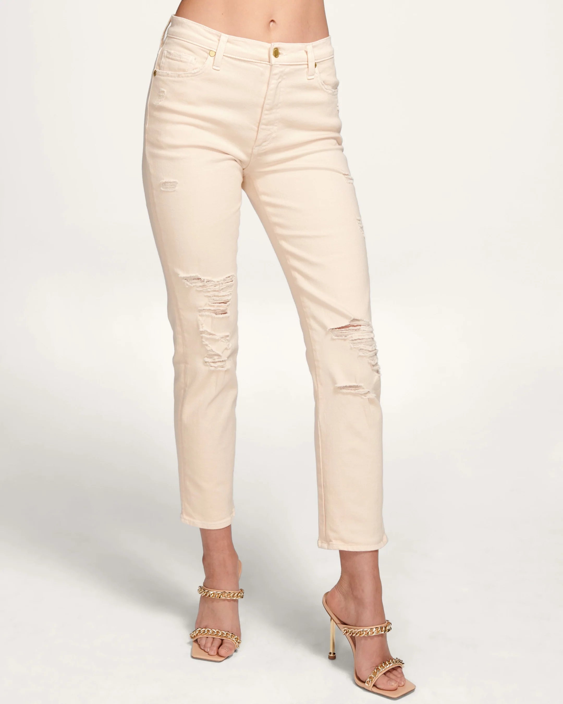 Adriana High-Waisted Ripped Jean - Linen by Ramy Brook — alternate view