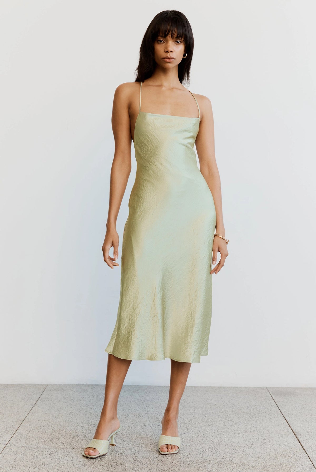 Crush Bias Cowl Slip Dress - Apple by Third Form — view 3