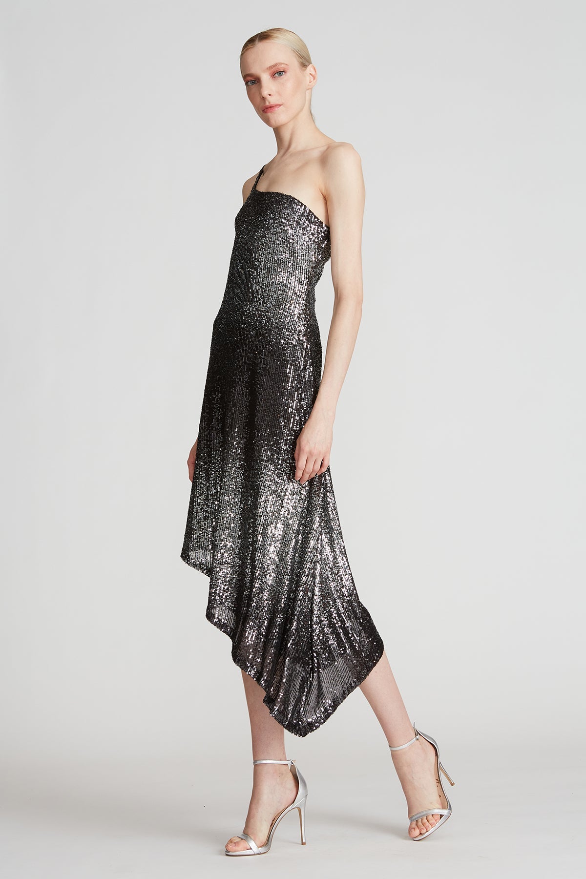 Ariah Ombre Sequin Dress - Black / Silver by Halston — view 3