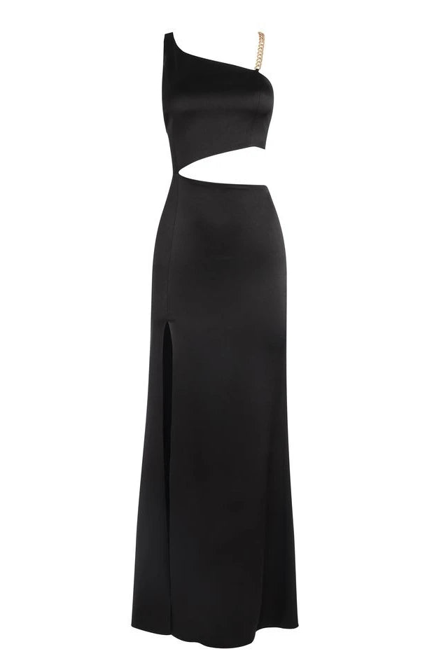 Karoline Chain Strap Cutout Gown - Black by Alice & Olivia — view 6