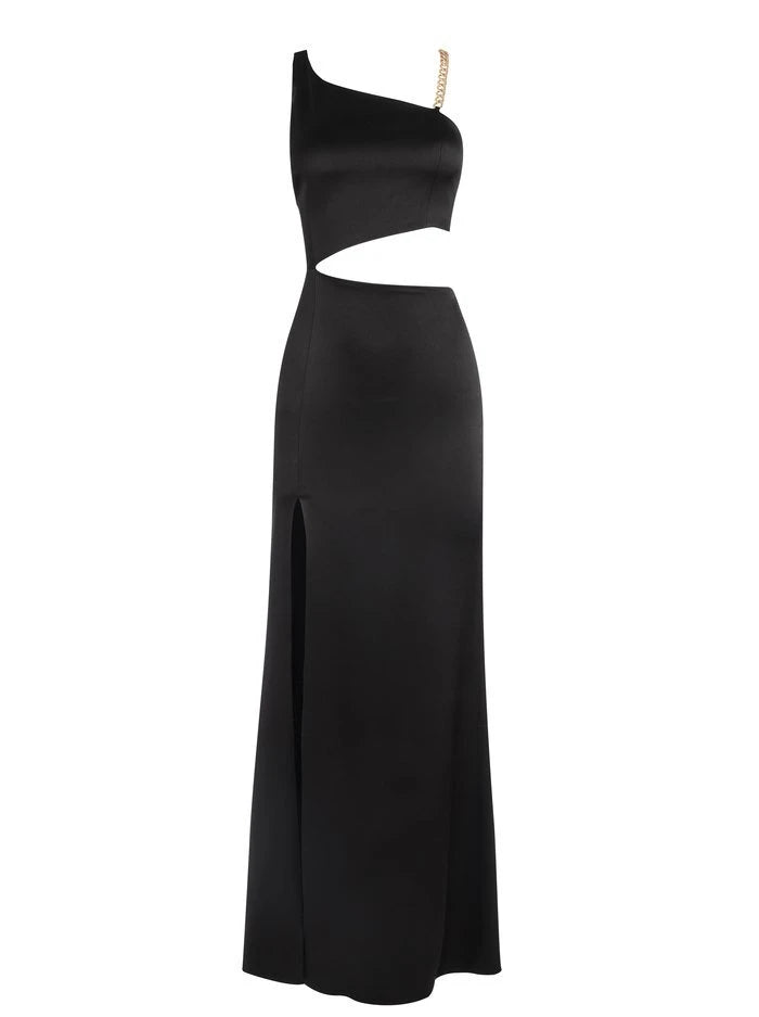 Karoline Chain Strap Cutout Gown - Black by Alice & Olivia — view 6