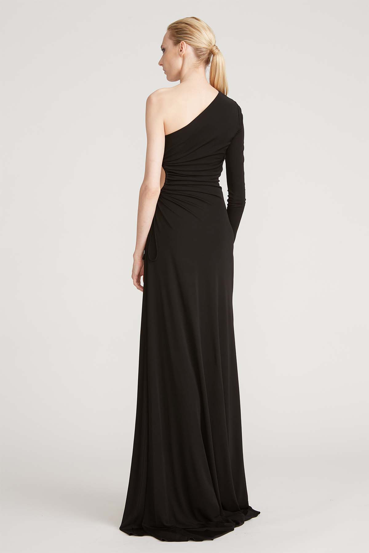Bay Matte Jersey Gown - Black by Halston — alternate view