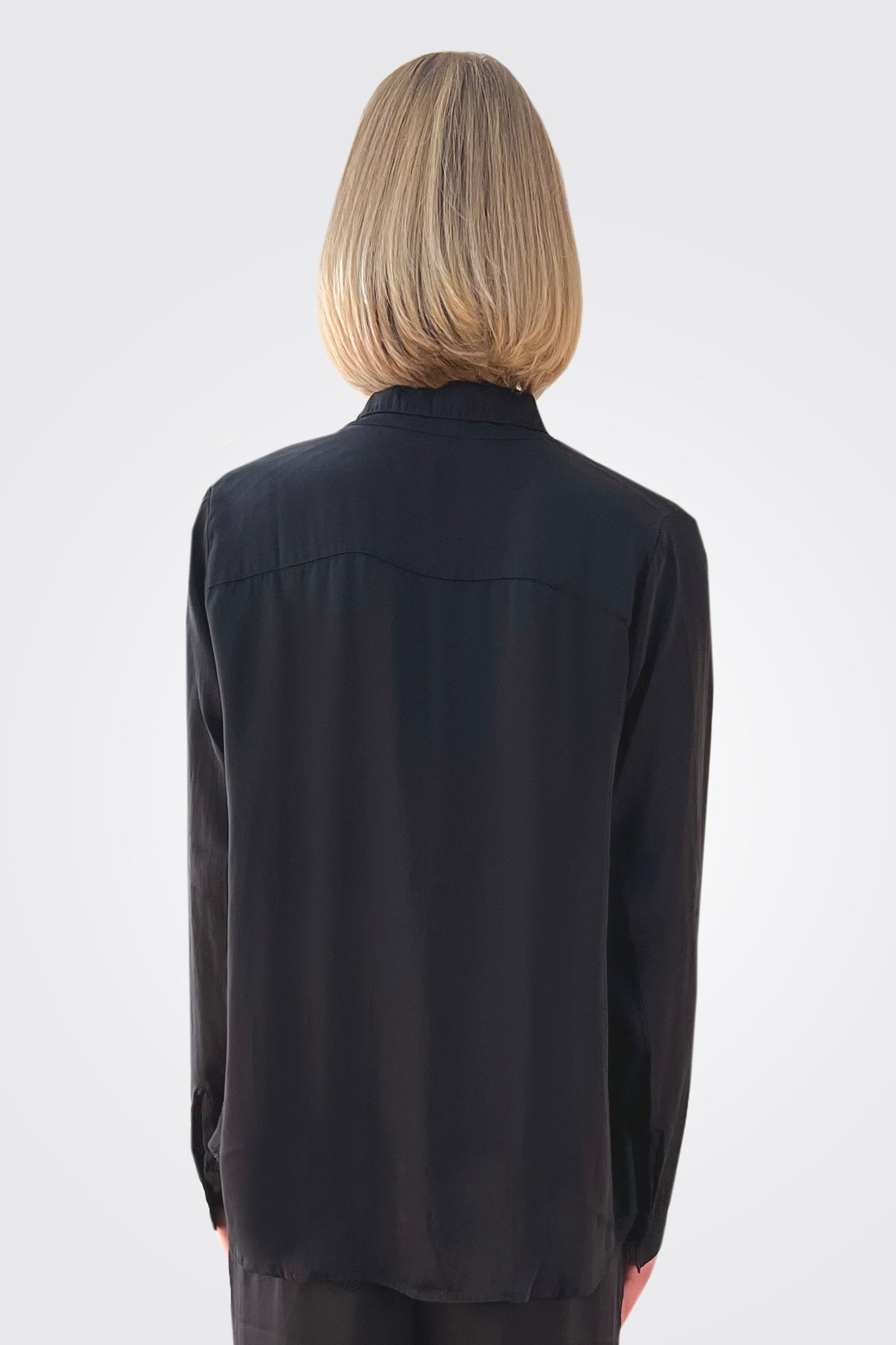 Silk Button Down Blouse - Black by Private 0204 — alternate view