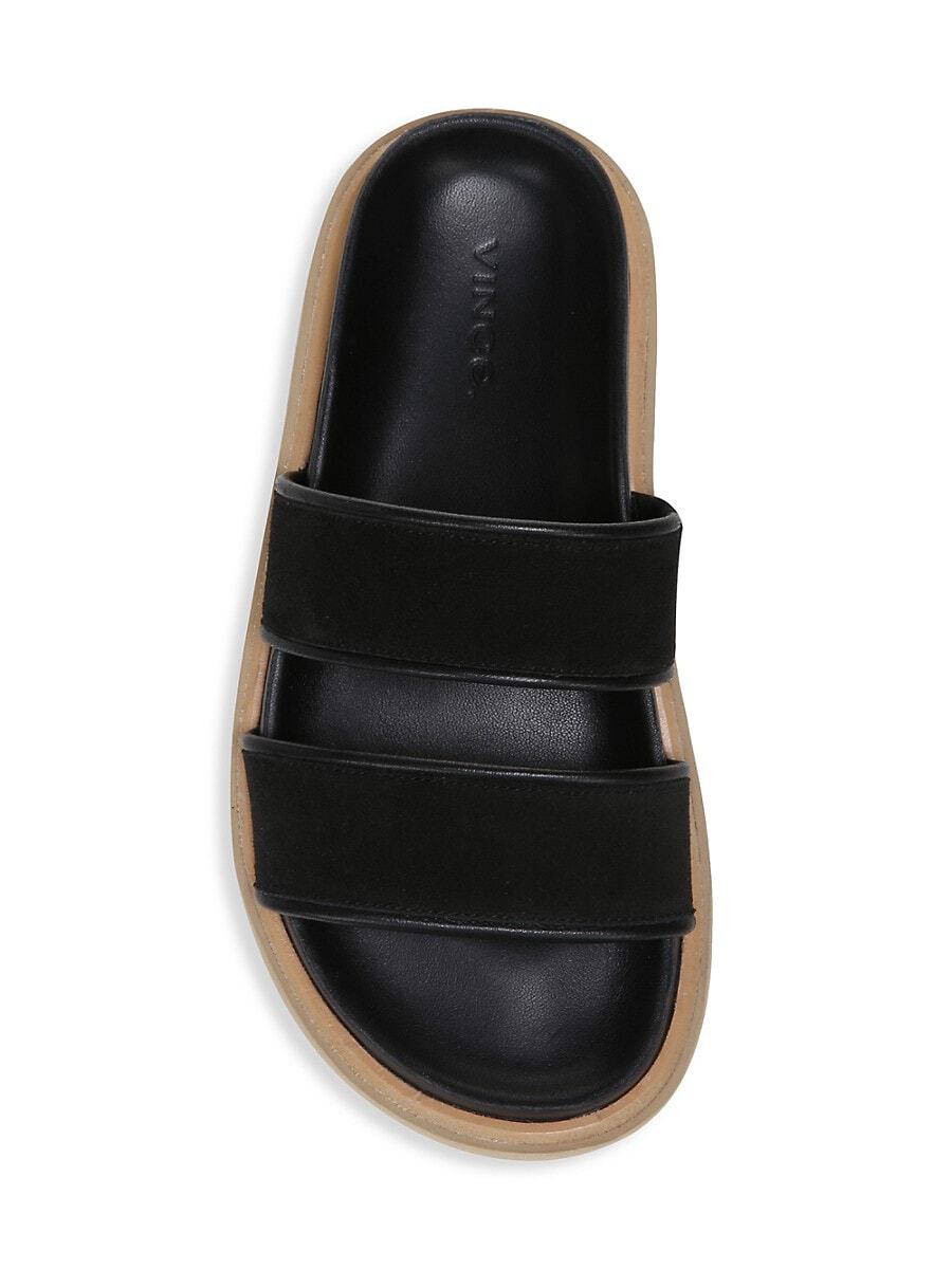 Jenita Suede Slide Sandals - Black by Vince — view 5