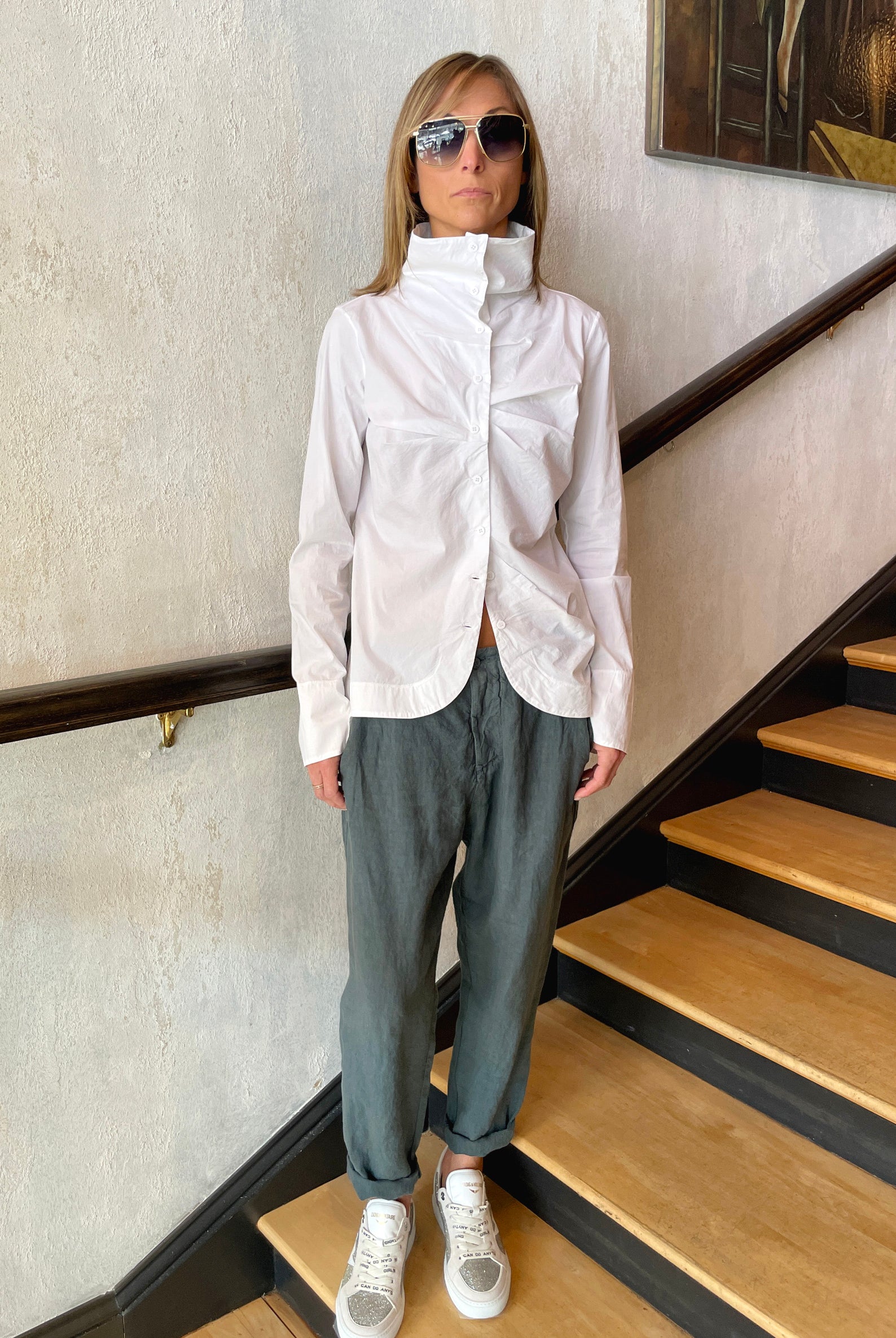 High Collar Shirt - White by Transit Par-Such — alternate view