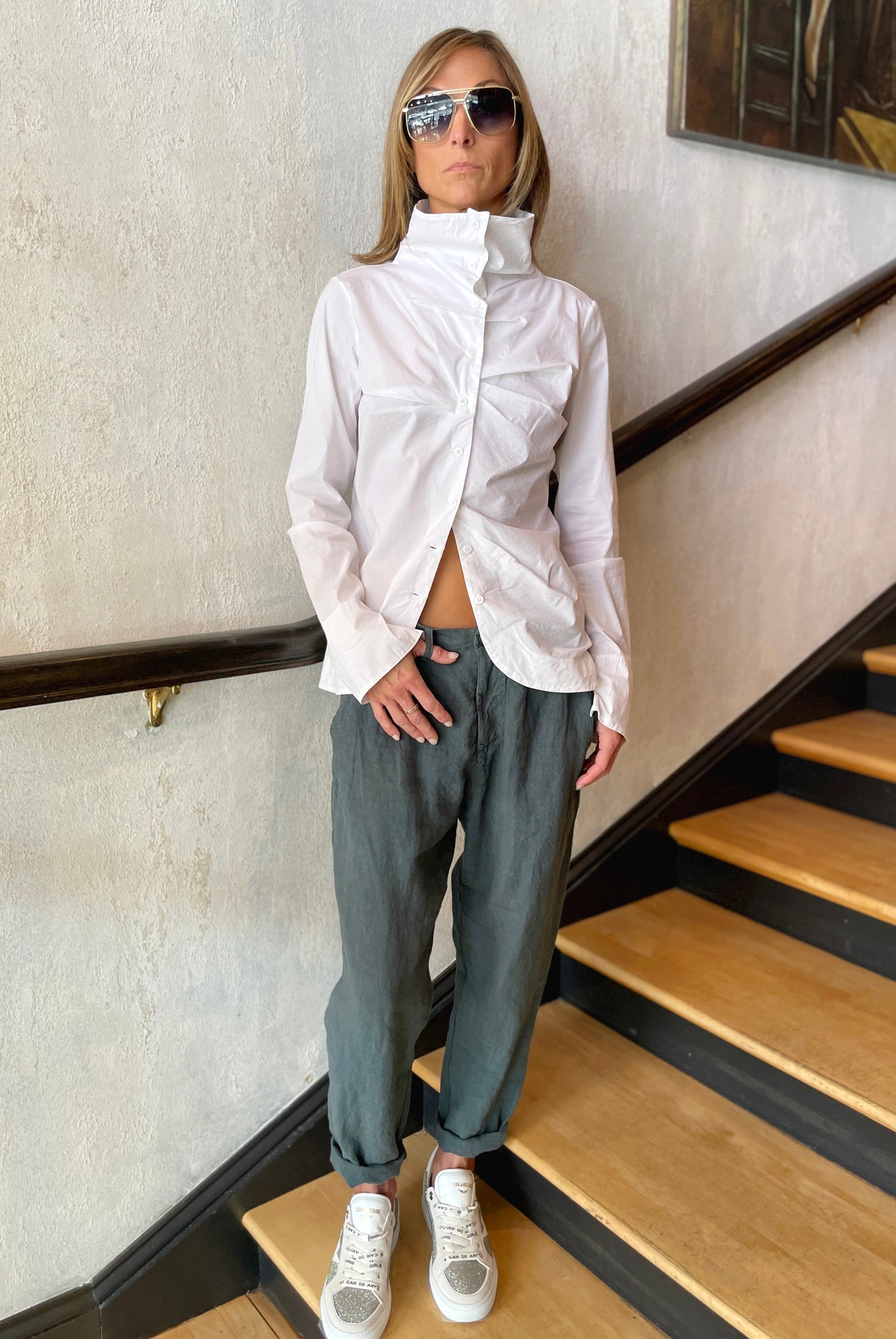 High Collar Shirt - White by Transit Par-Such — view 3