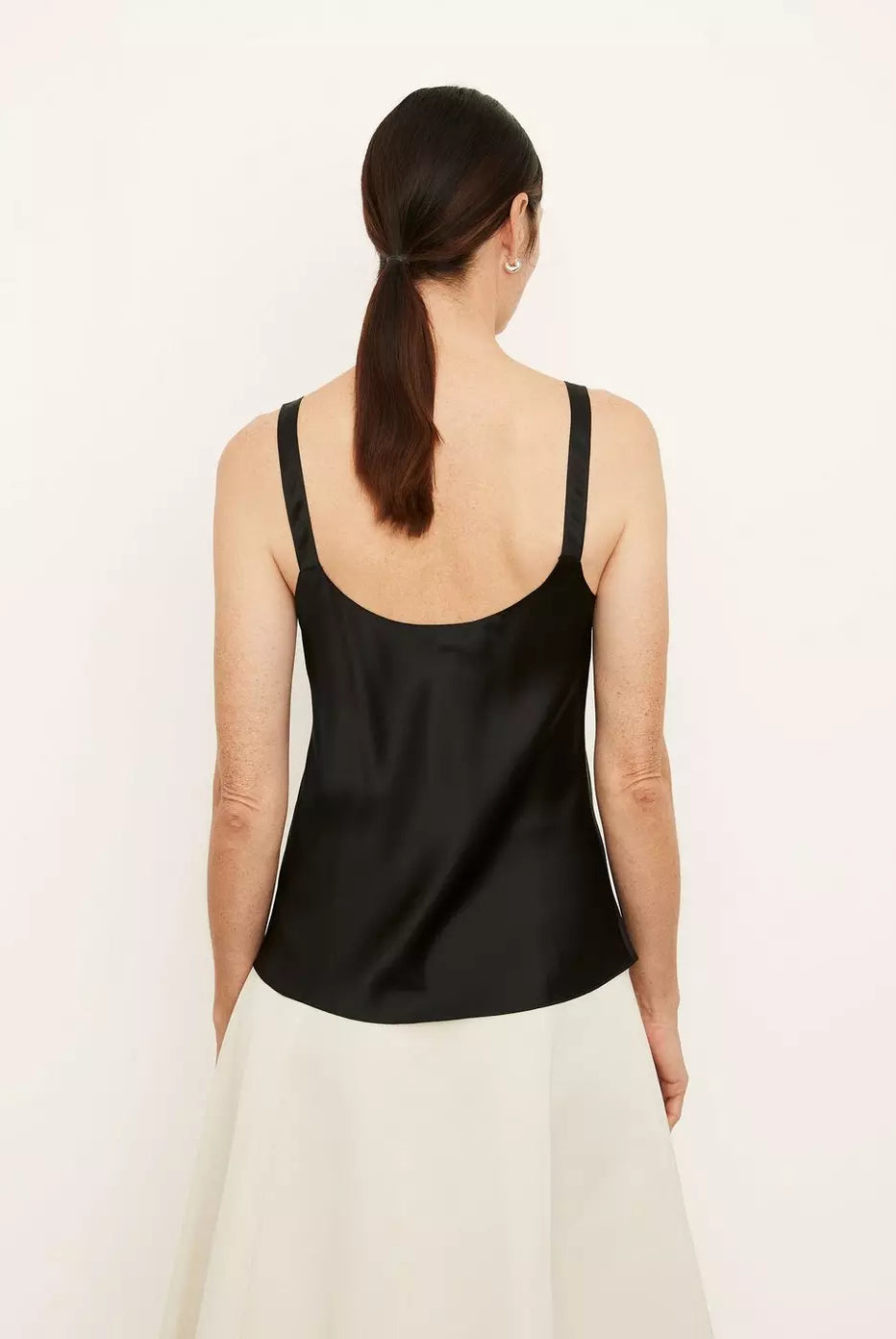 Silk Scoop Neck Camisole - Black by Vince — view 3