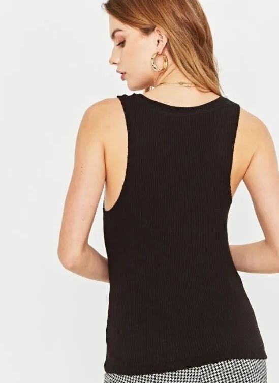 Inca Rib Tank - Black by Project Social T — view 4