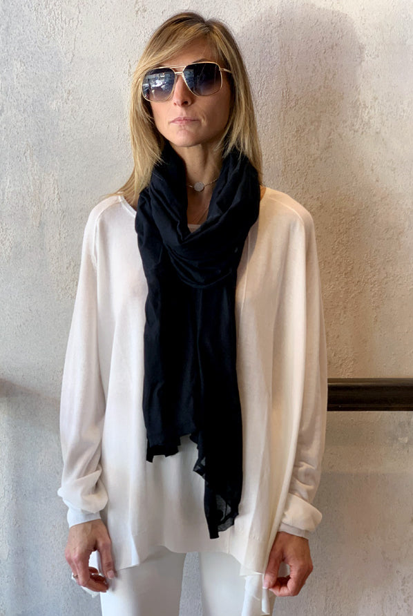 Sheer Print Scarf - Black by Rundholz — alternate view