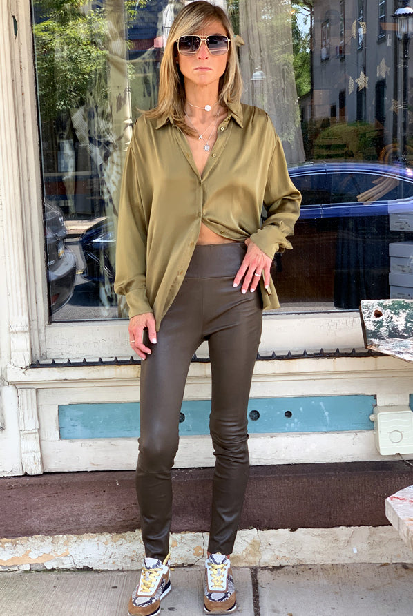 Ankle Leather Legging - Army by SPRWMN — view 7