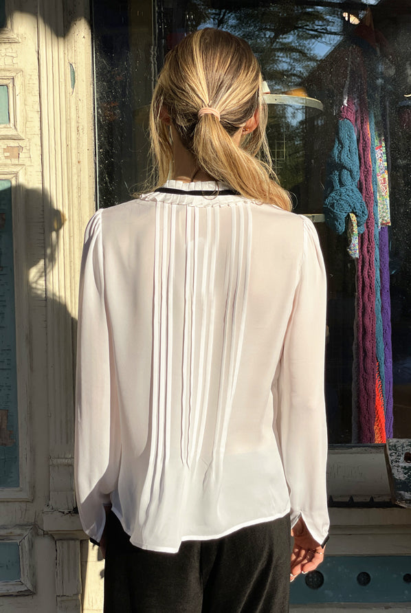 Lady Danbury Blouse - White by Go Silk — view 3
