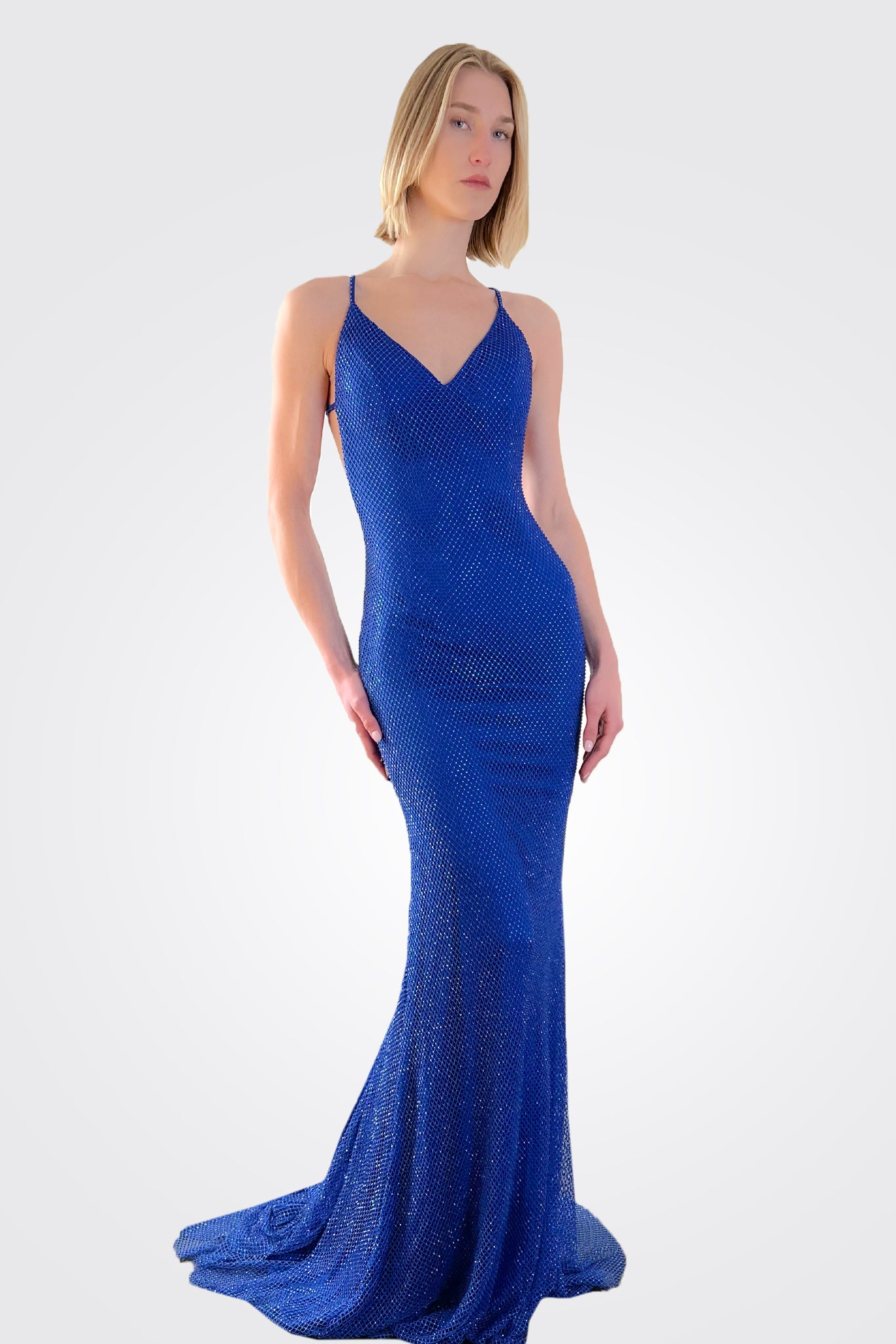 High Slit Strap Back Dress - Royal Blue by Jovani | 25 South Boutiques