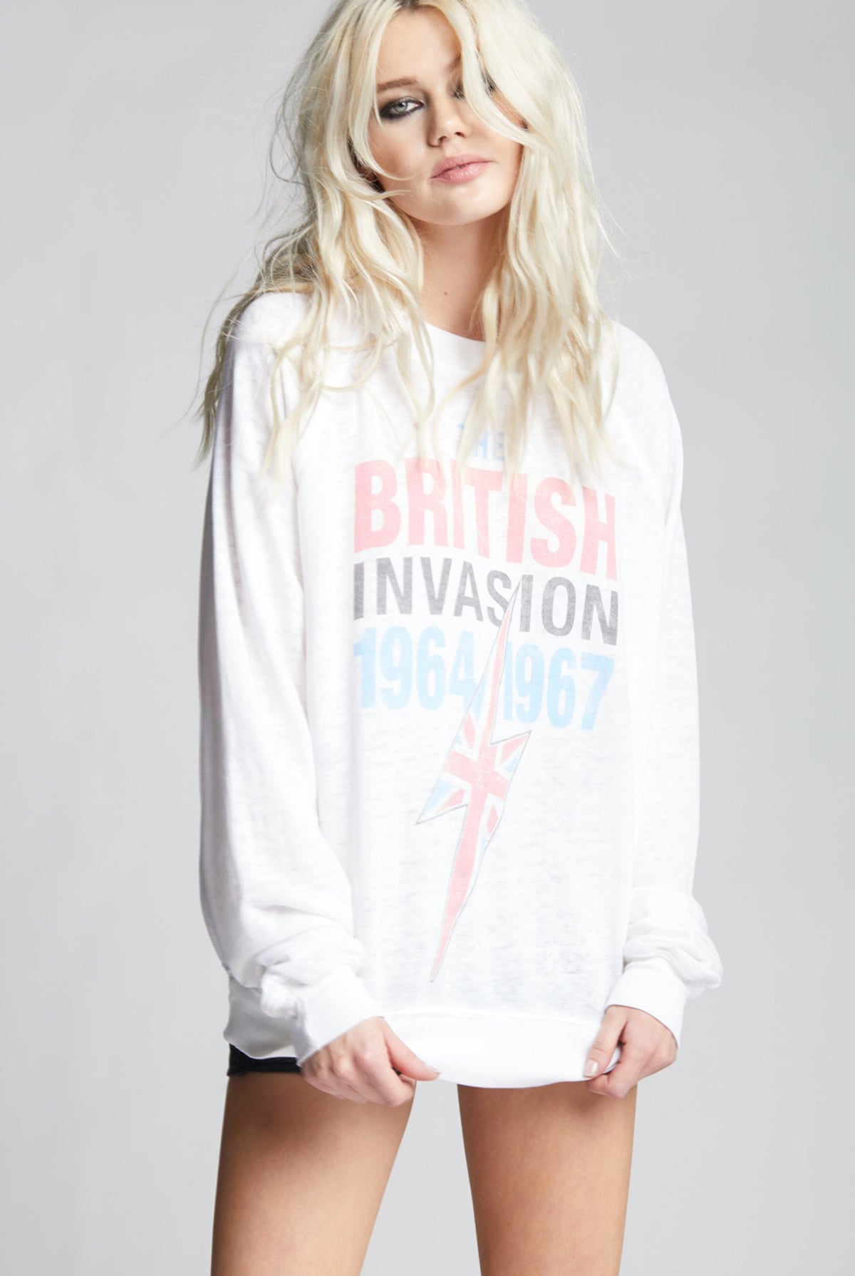Classic British Invasion Tour Sweatshirt - White by Recycled Karma — view 3