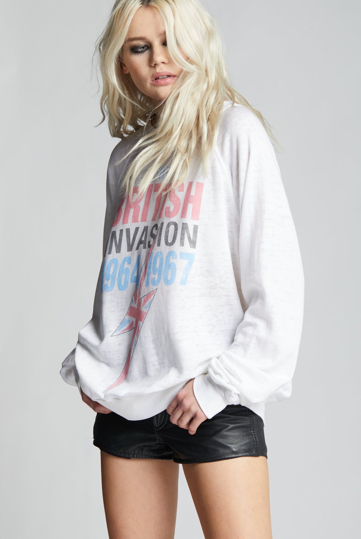 Classic British Invasion Tour Sweatshirt - White by Recycled Karma — view 4