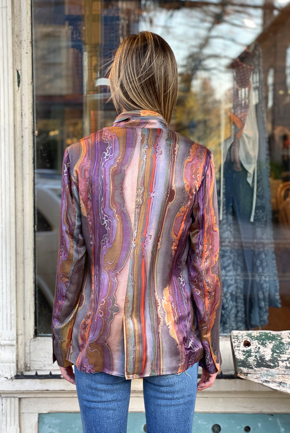 Lost Horizon Printed Chiffon Blazer - Multi by Burning Torch — view 3