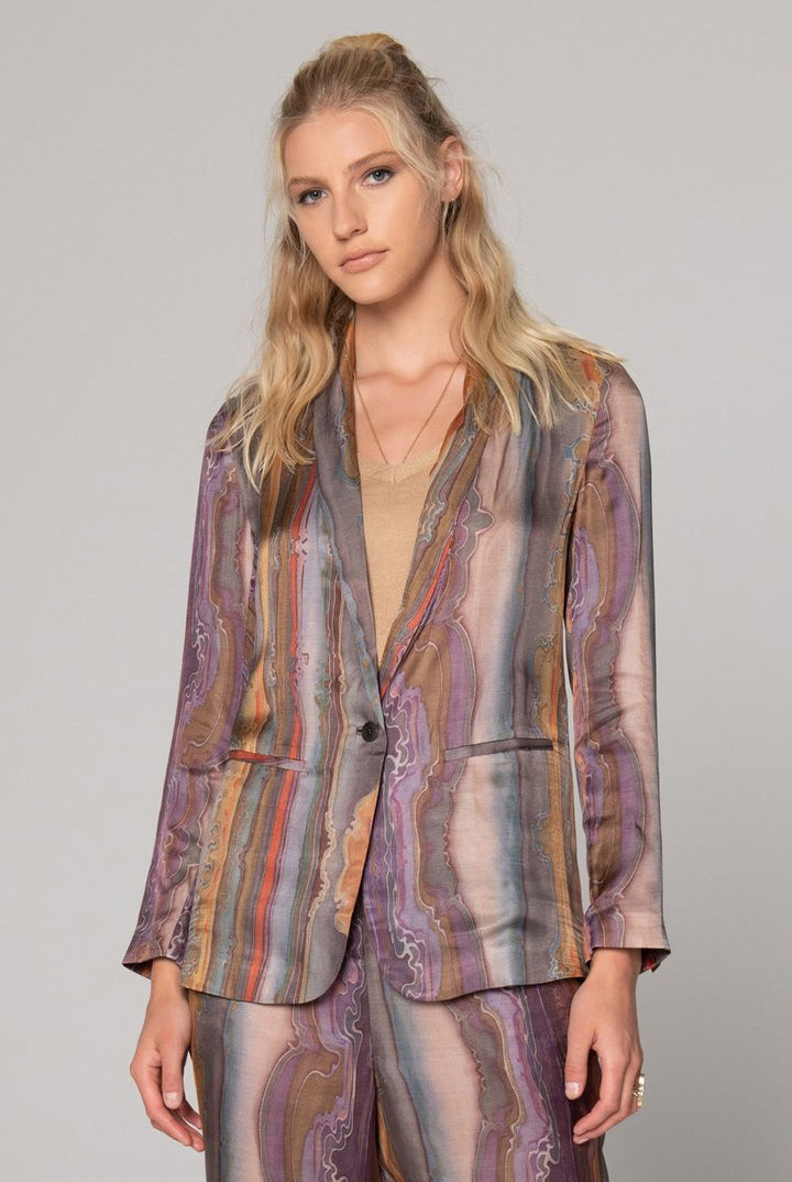 Lost Horizon Printed Chiffon Blazer - Multi by Burning Torch | 25 South Boutiques