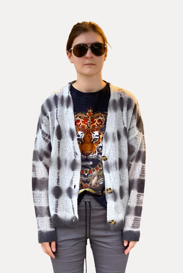 Tie Dye Cardigan - Grey by Sundry | 25 South Boutiques