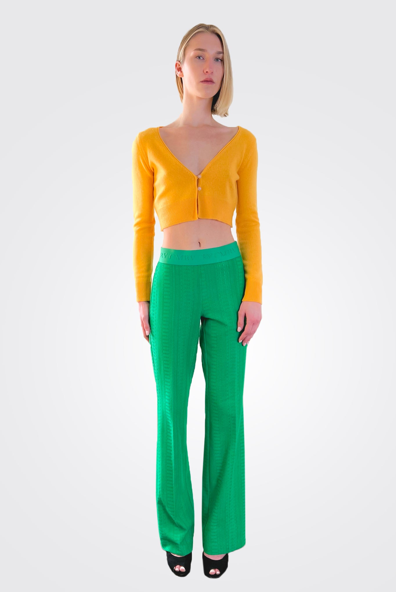 Flower Crochet Trousers - Green by Cambio — alternate view