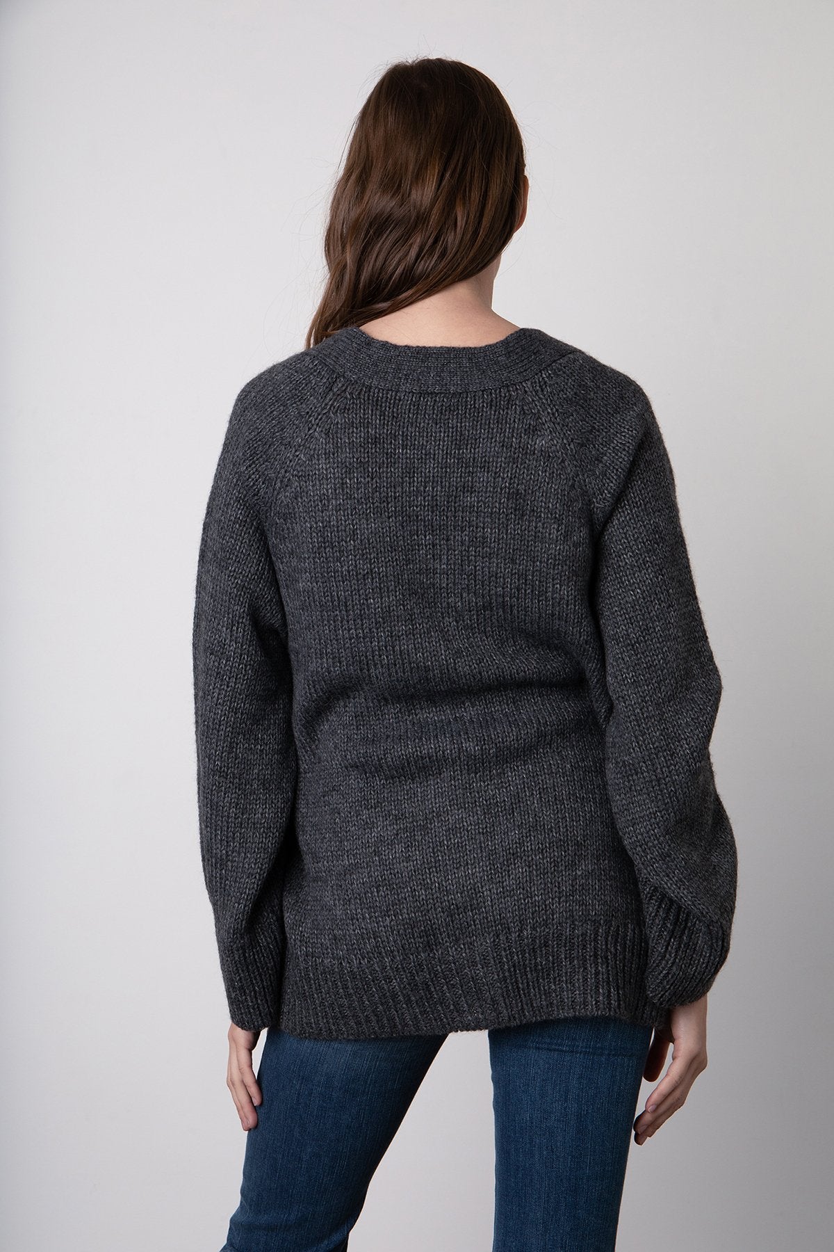 Kim Button Front Cardigan - Charcoal by Velvet — view 4