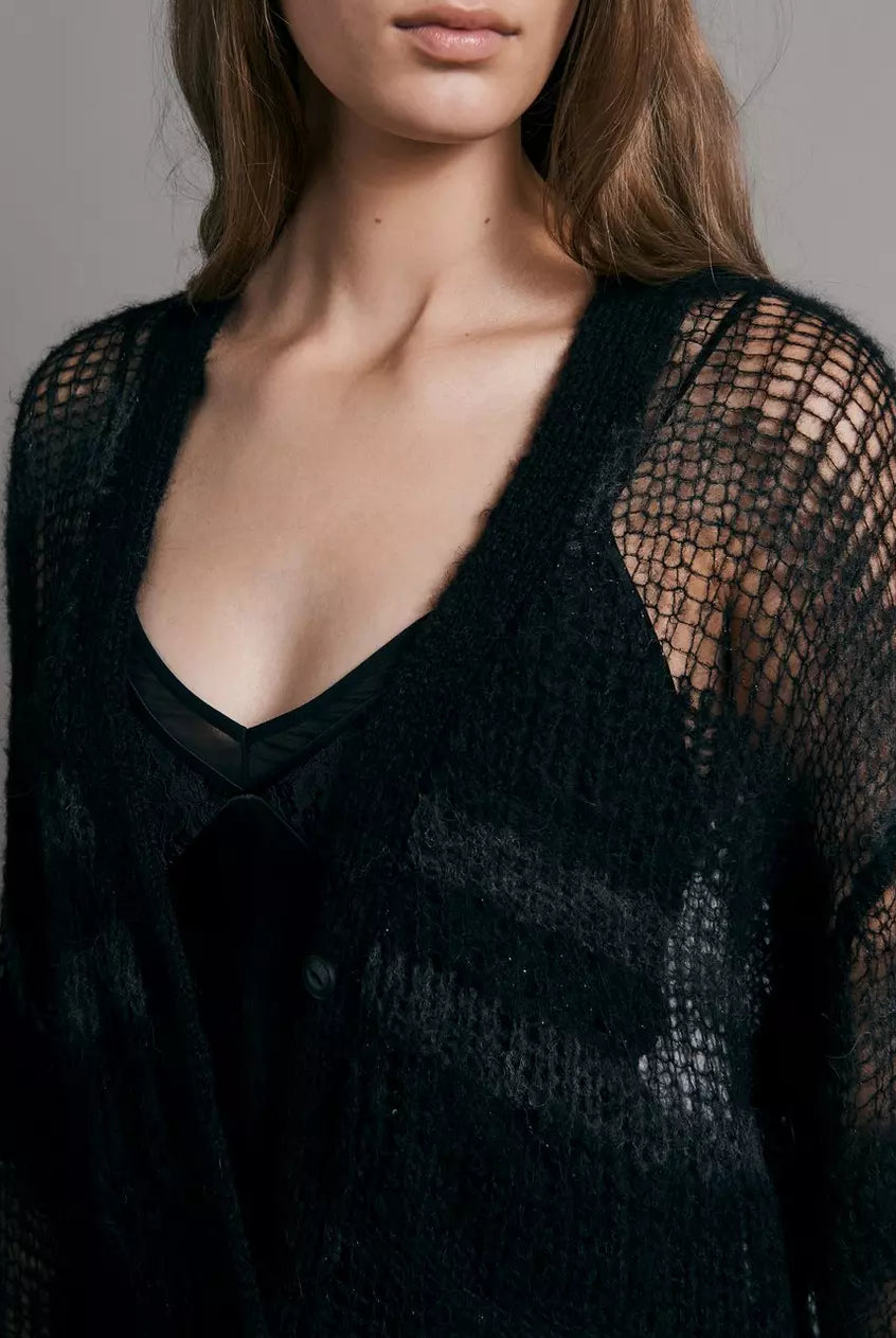 Lillian Alpaca Cardigan - Black Multi by Rag & Bone — view 6