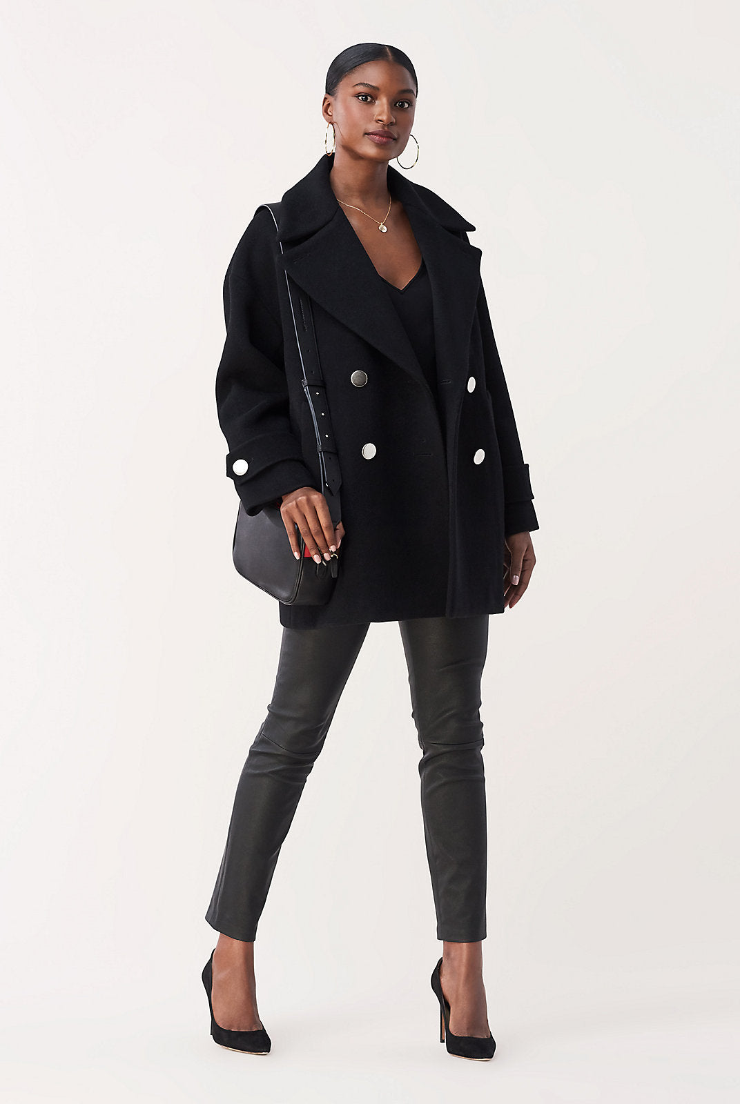 Claudia Stretch Leather Skinny Pant - Black by Diane Von Furstenberg DVF — view 5
